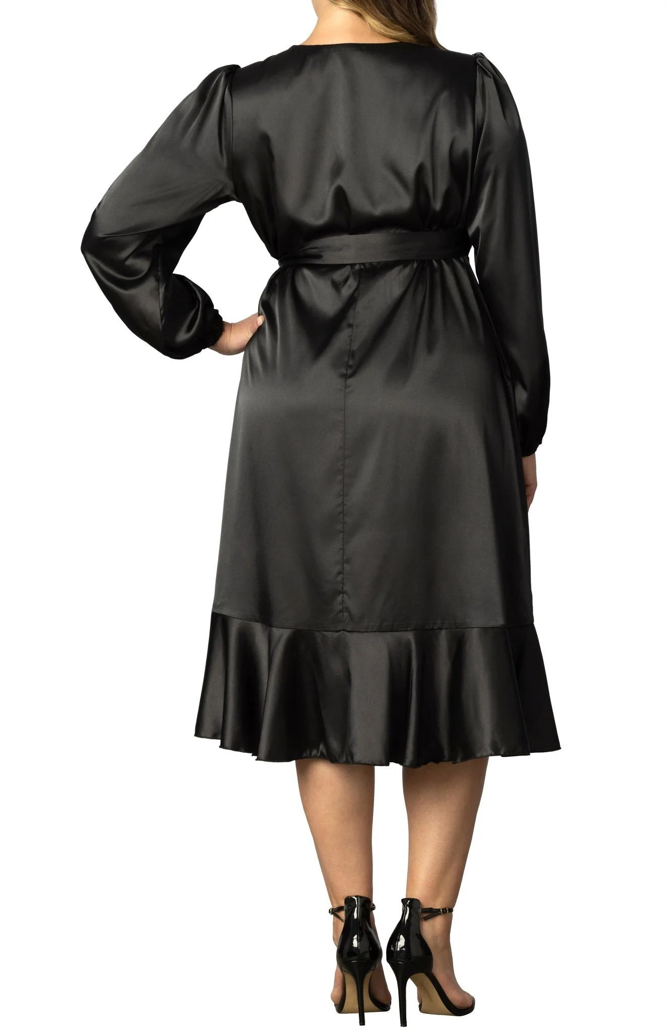Serena Satin Wrap Dress - Plus - Image 3