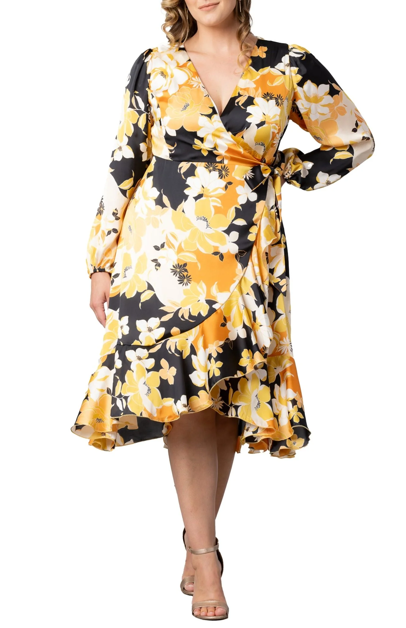 Serena Satin Wrap Dress - Plus - Image 5