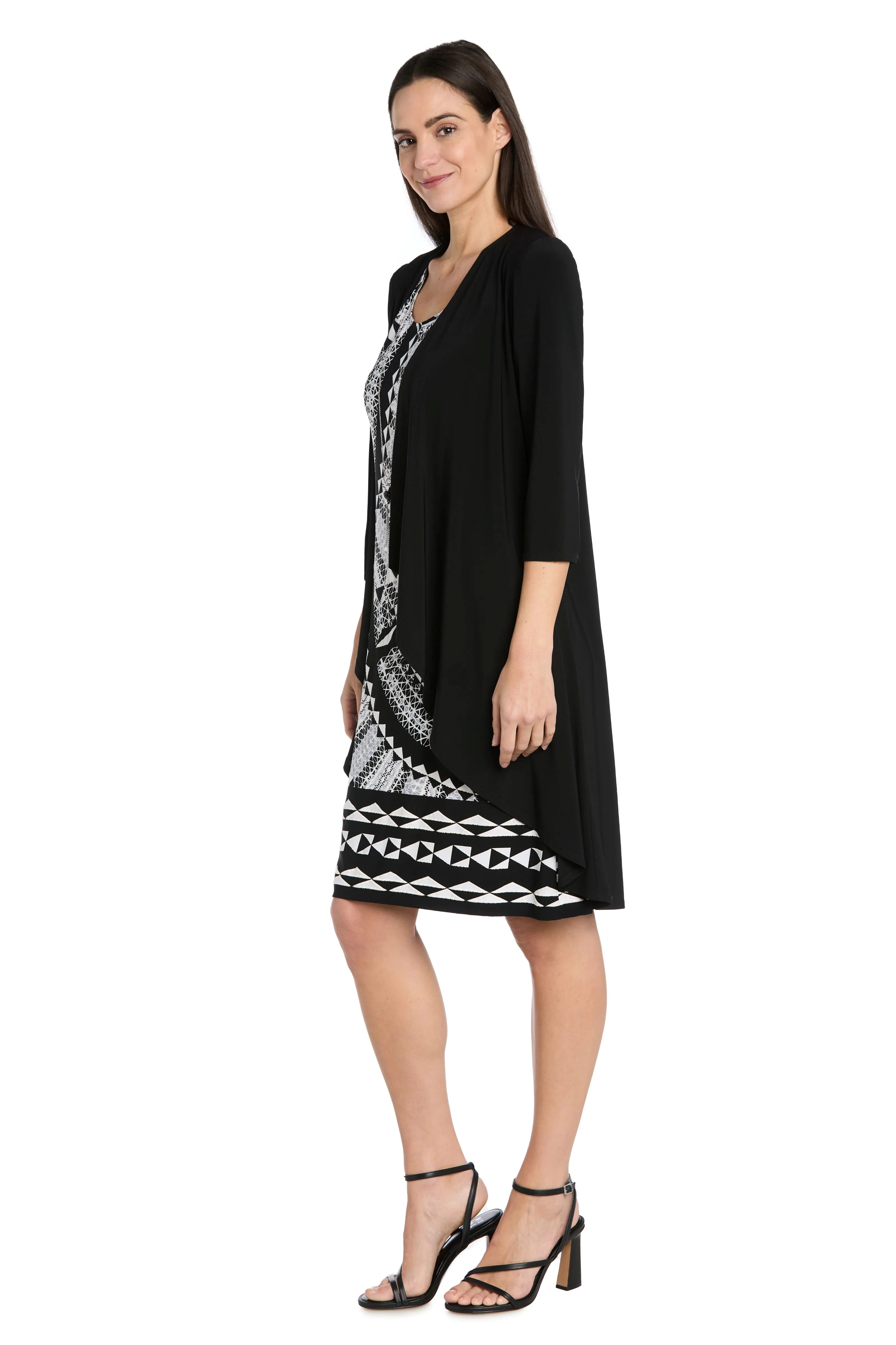 R & M Richards 2 Piece Jacket Dress in Black/White - Image 3