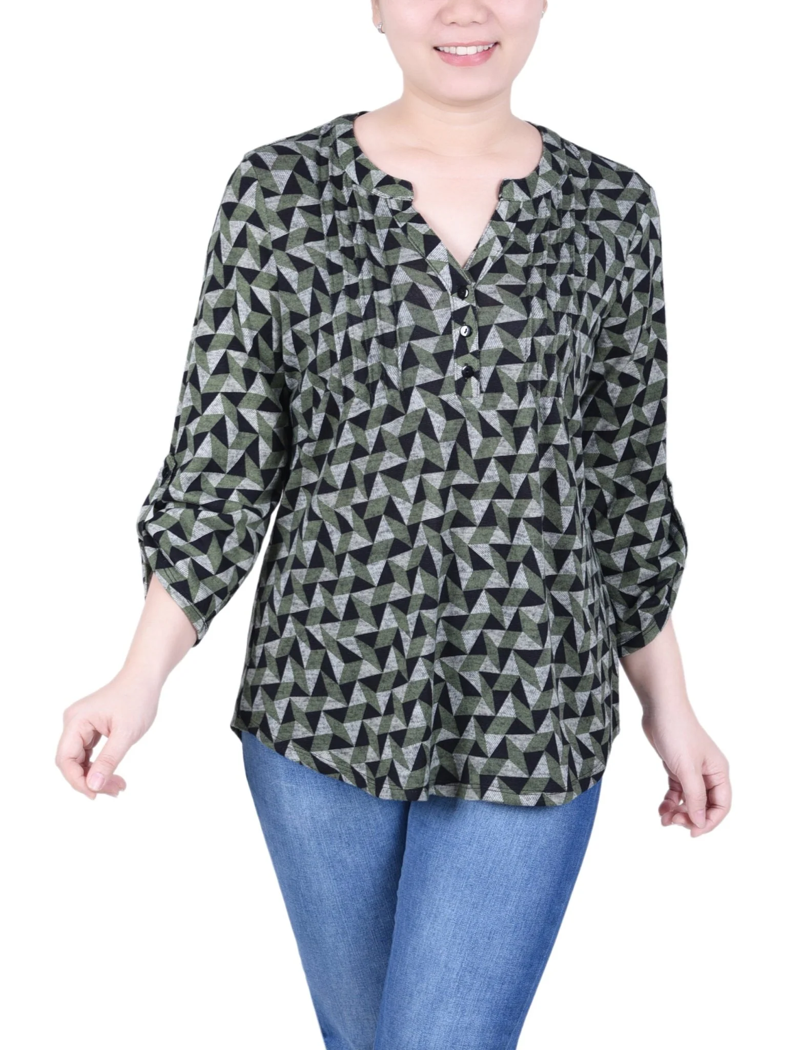 3/4 Length Roll Sleeve Top - Petite - Image 25