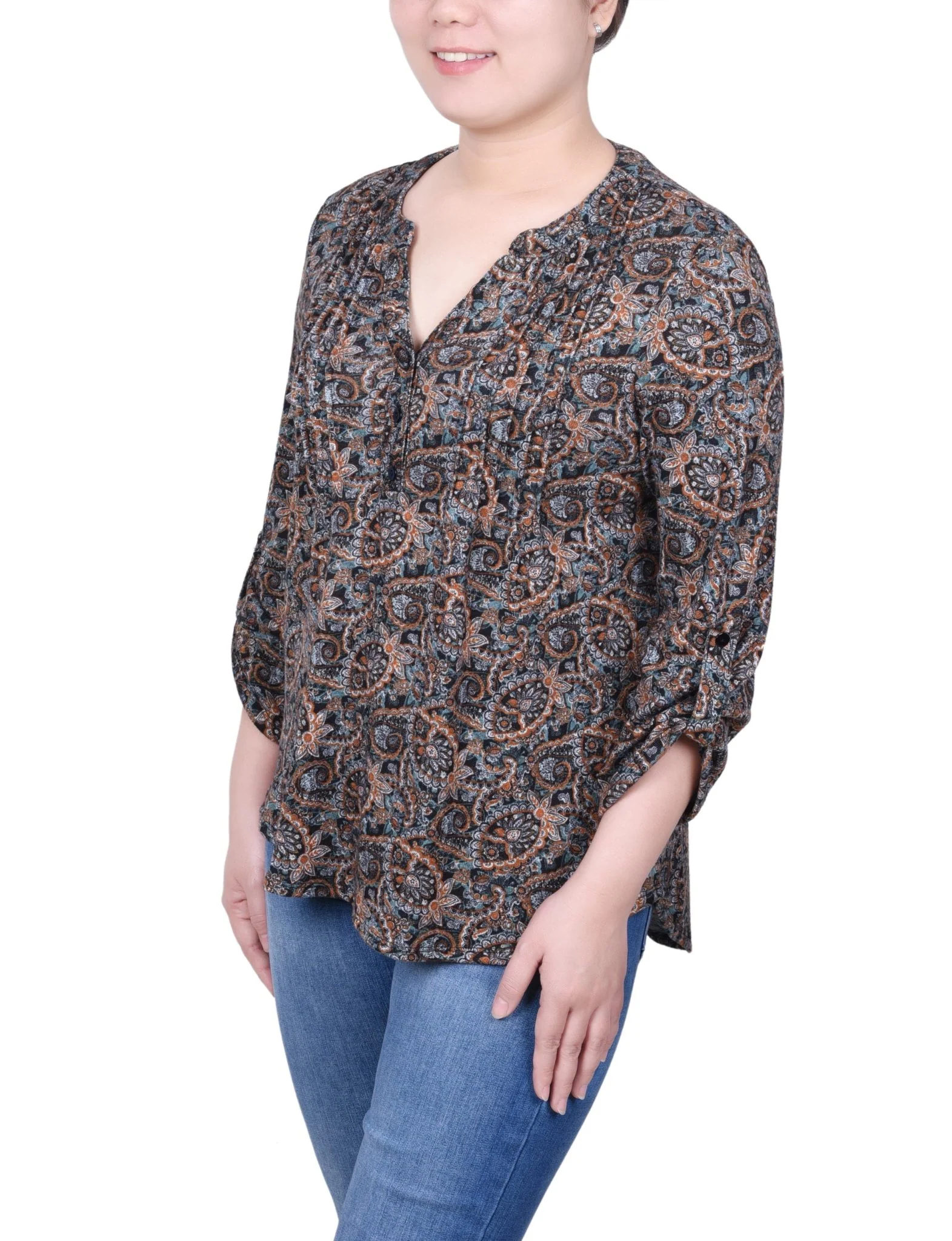 3/4 Length Roll Sleeve Top - Petite - Image 6
