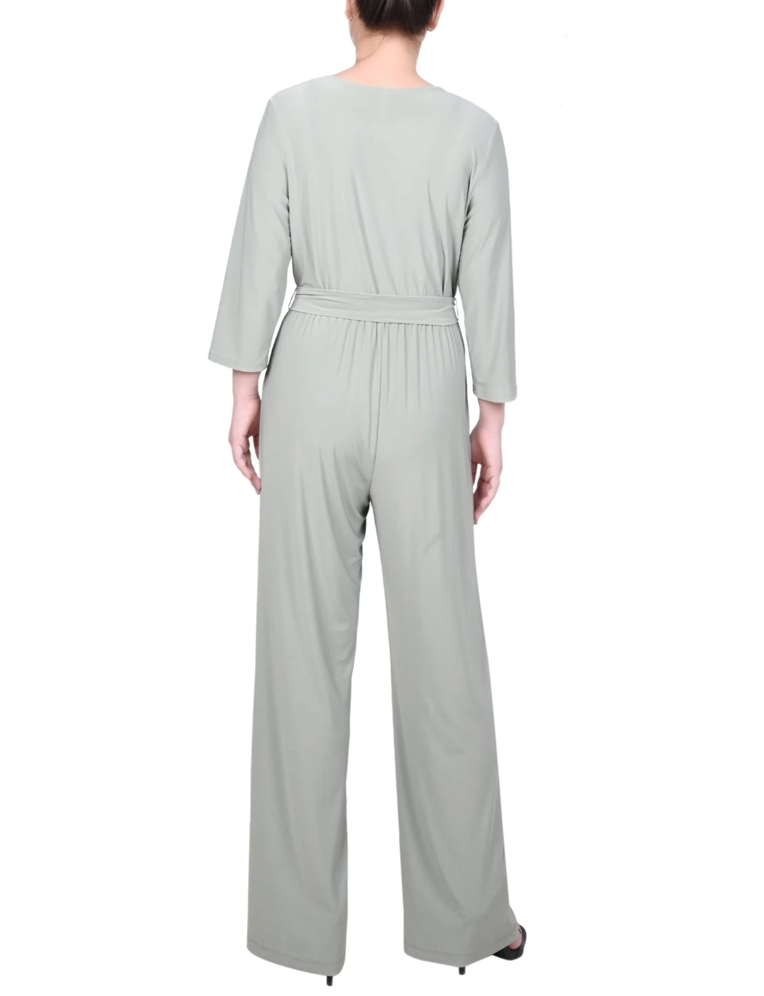 3/4 Length Sleeve Belted Jumpsuit - Petite - Image 4