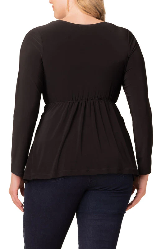 Abigail Long Sleeve Twist Top - Black Noir - Plus - Image 3