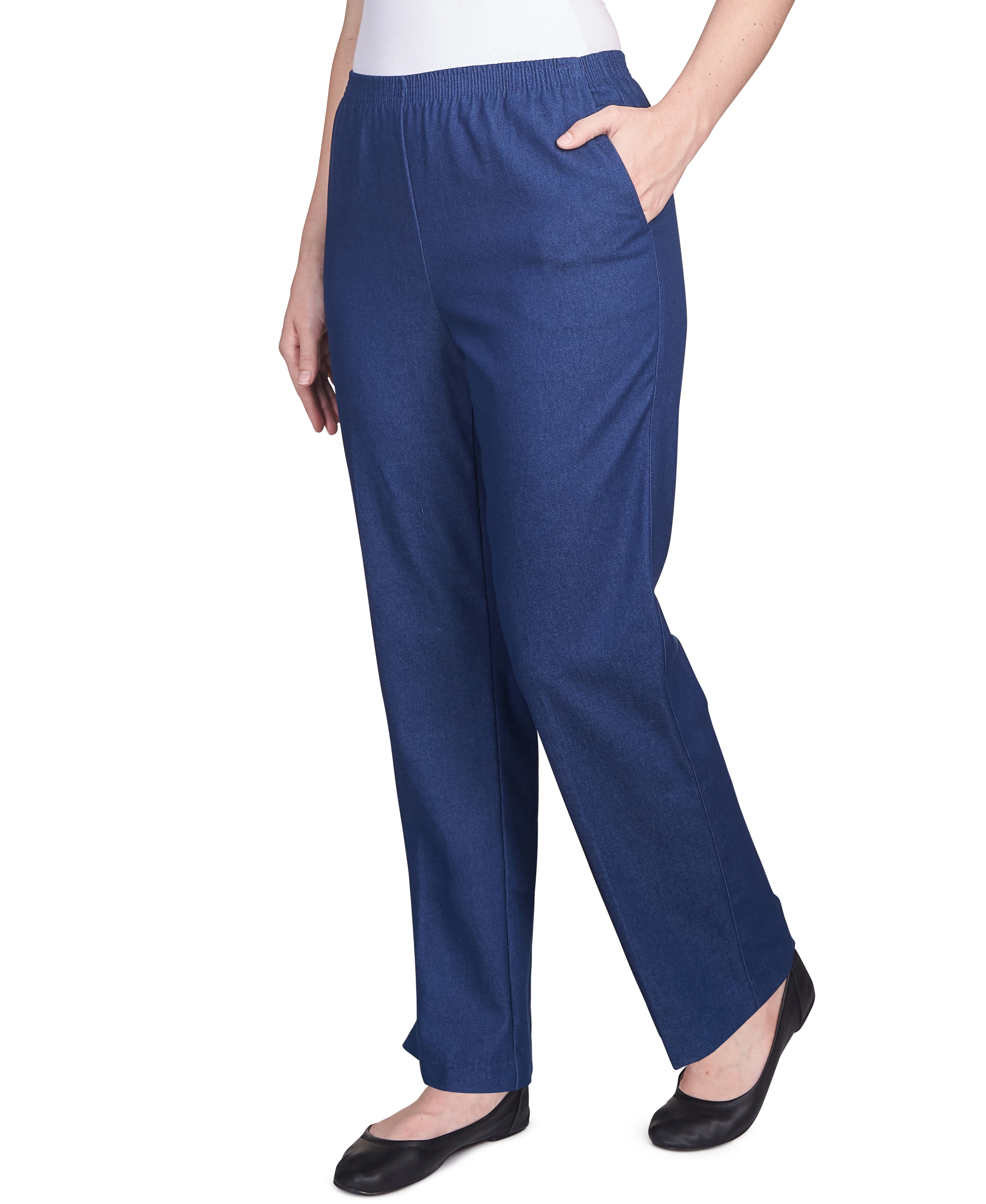 Alfred Dunner Classic All-Around Elastic Waistband Denim Pant Average Length - Image 3