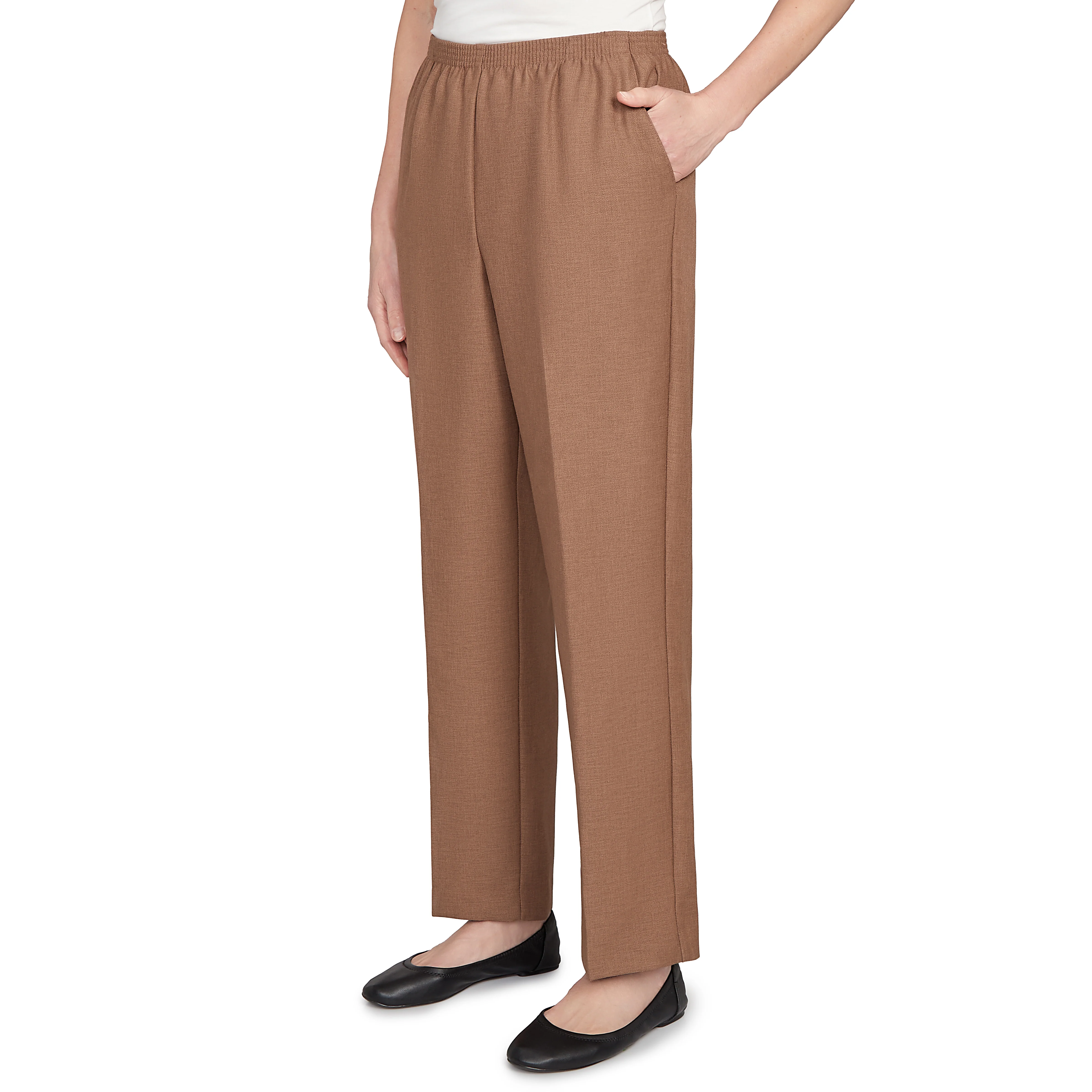 Alfred Dunner Classic Signature Fit Textured Trousers with All-around Elastic Waistband Short Length - Image 3