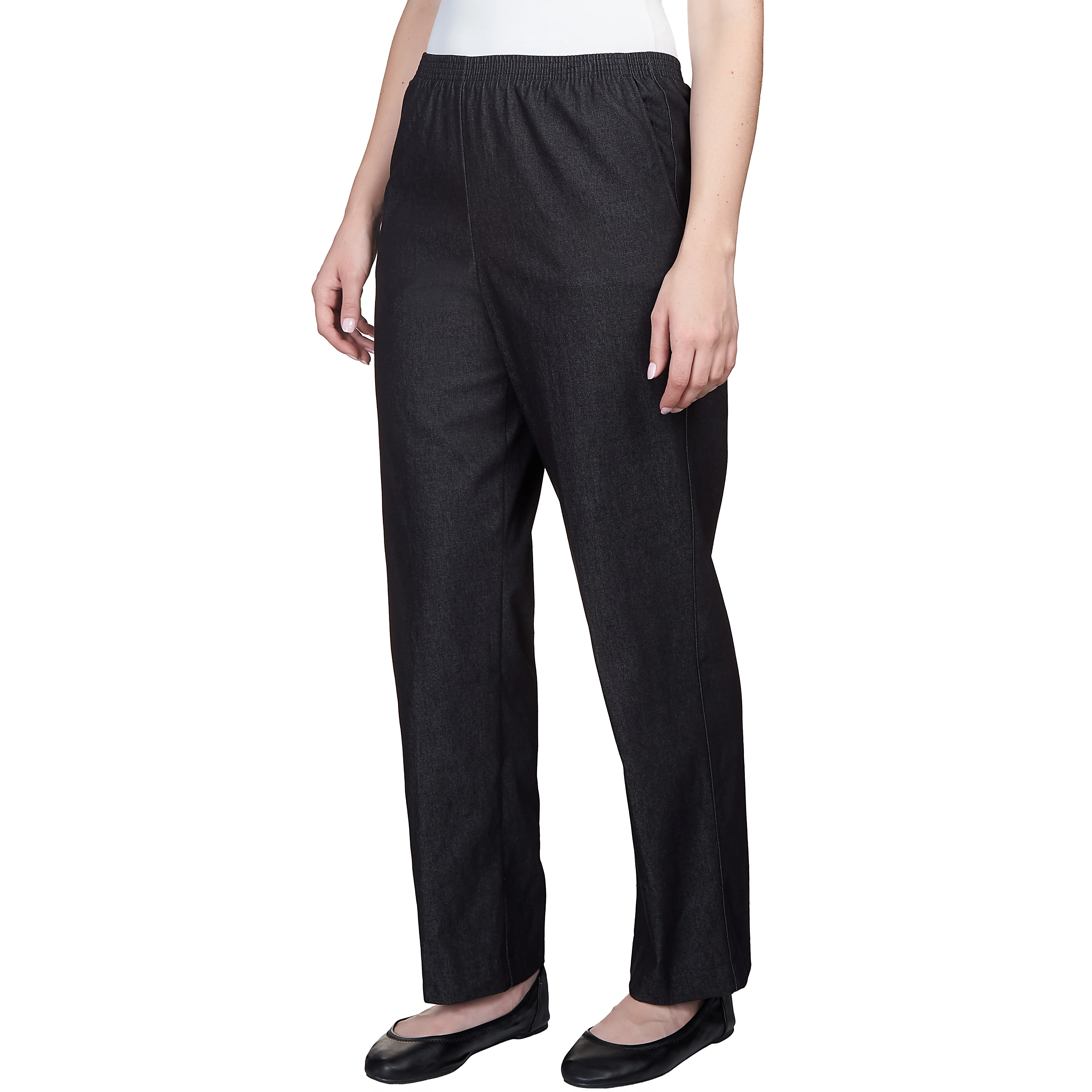 Alfred Dunner Petite Denim Comfort Waistband  Mid Rise Regular Fit Straight Leg Pant Short Length - Image 3