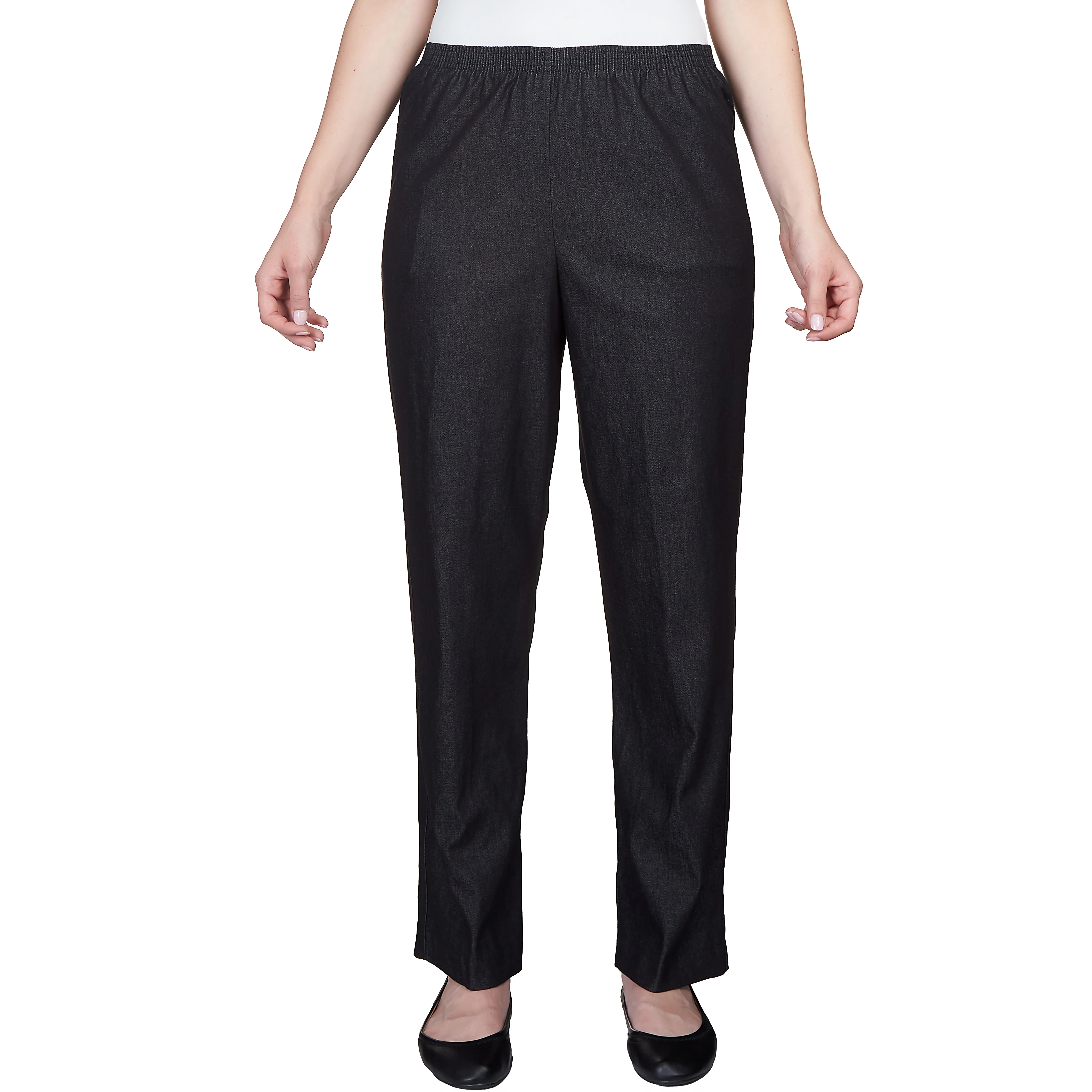 Alfred Dunner Petite Denim Comfort Waistband  Mid Rise Regular Fit Straight Leg Pant Short Length - Image 4