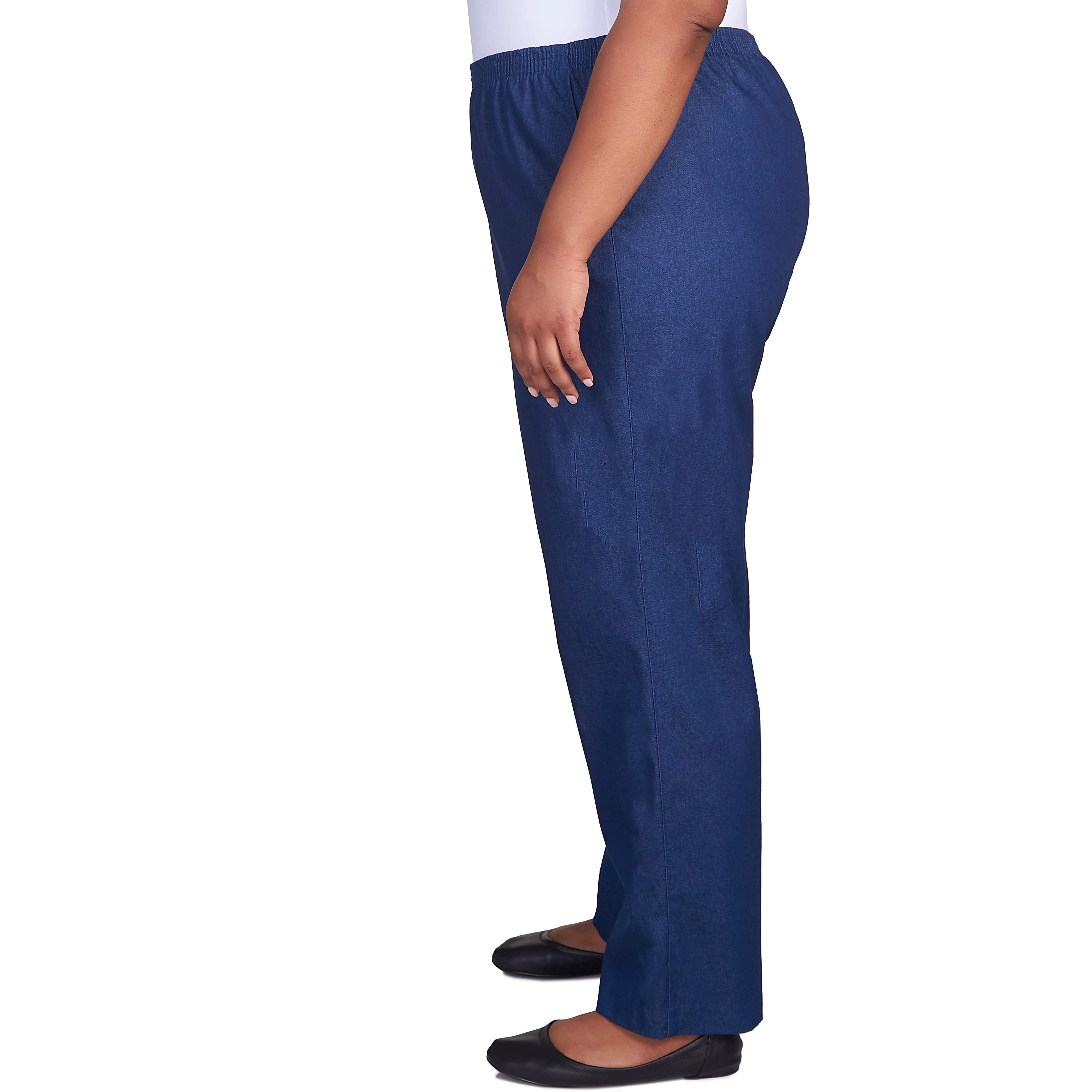 Alfred Dunner Plus Classic All-Around Elastic Waistband Denim Pant Short Length - Image 4