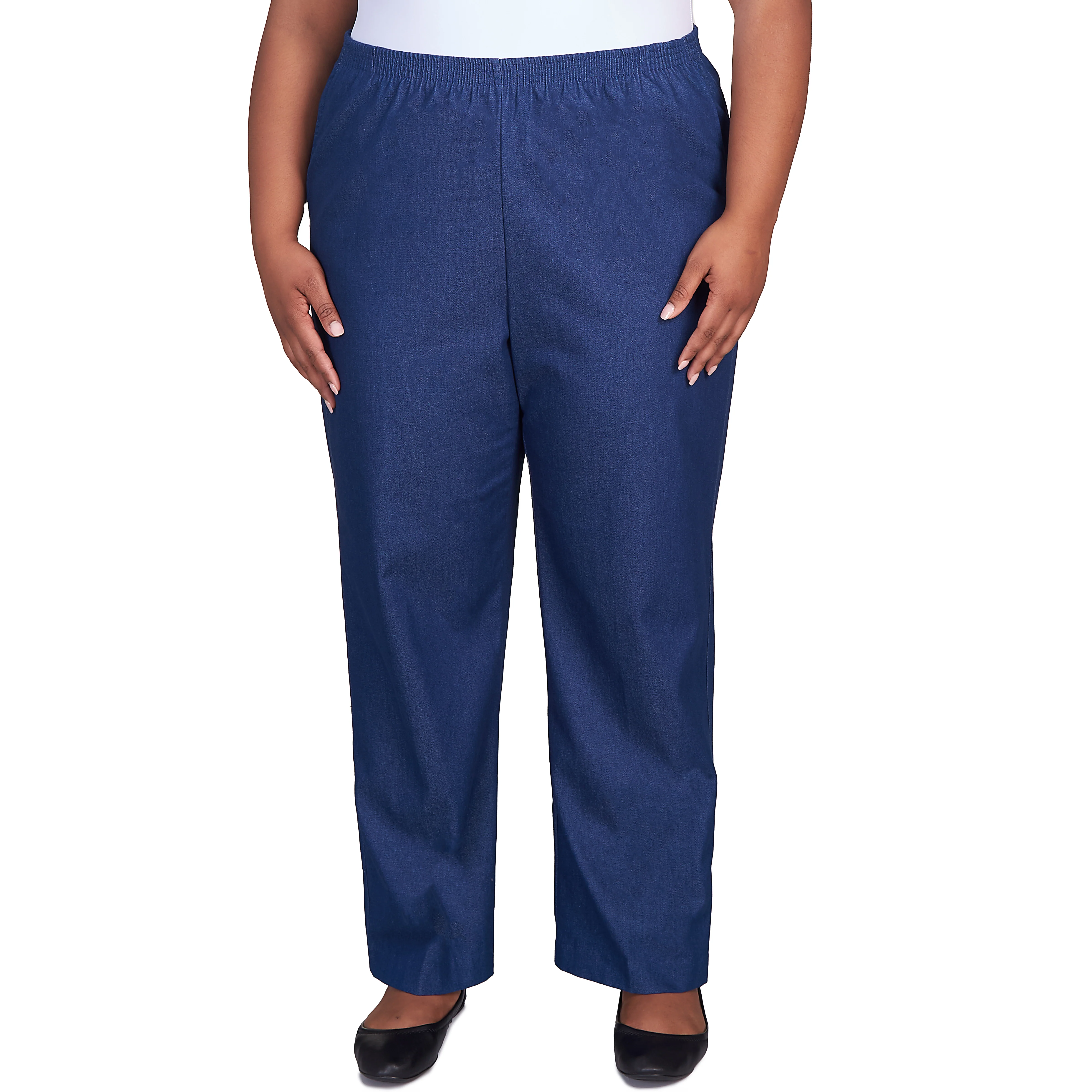 Alfred Dunner Plus Classic All-Around Elastic Waistband Denim Pant Short Length - Image 5