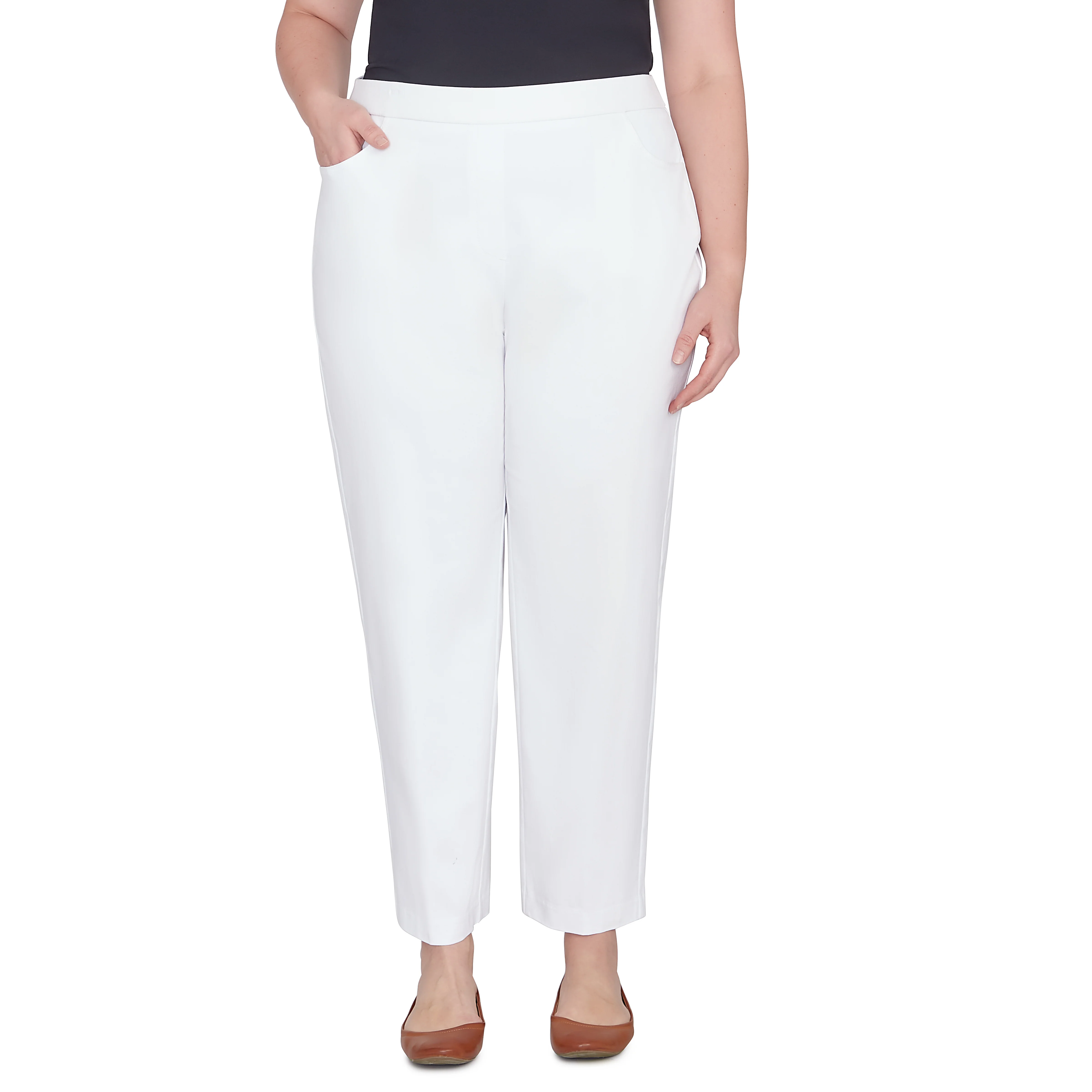 Alfred Dunner Plus Classic Allure Fit Proportioned Pant with Elastic Comfort Waistband Short Length - Image 25