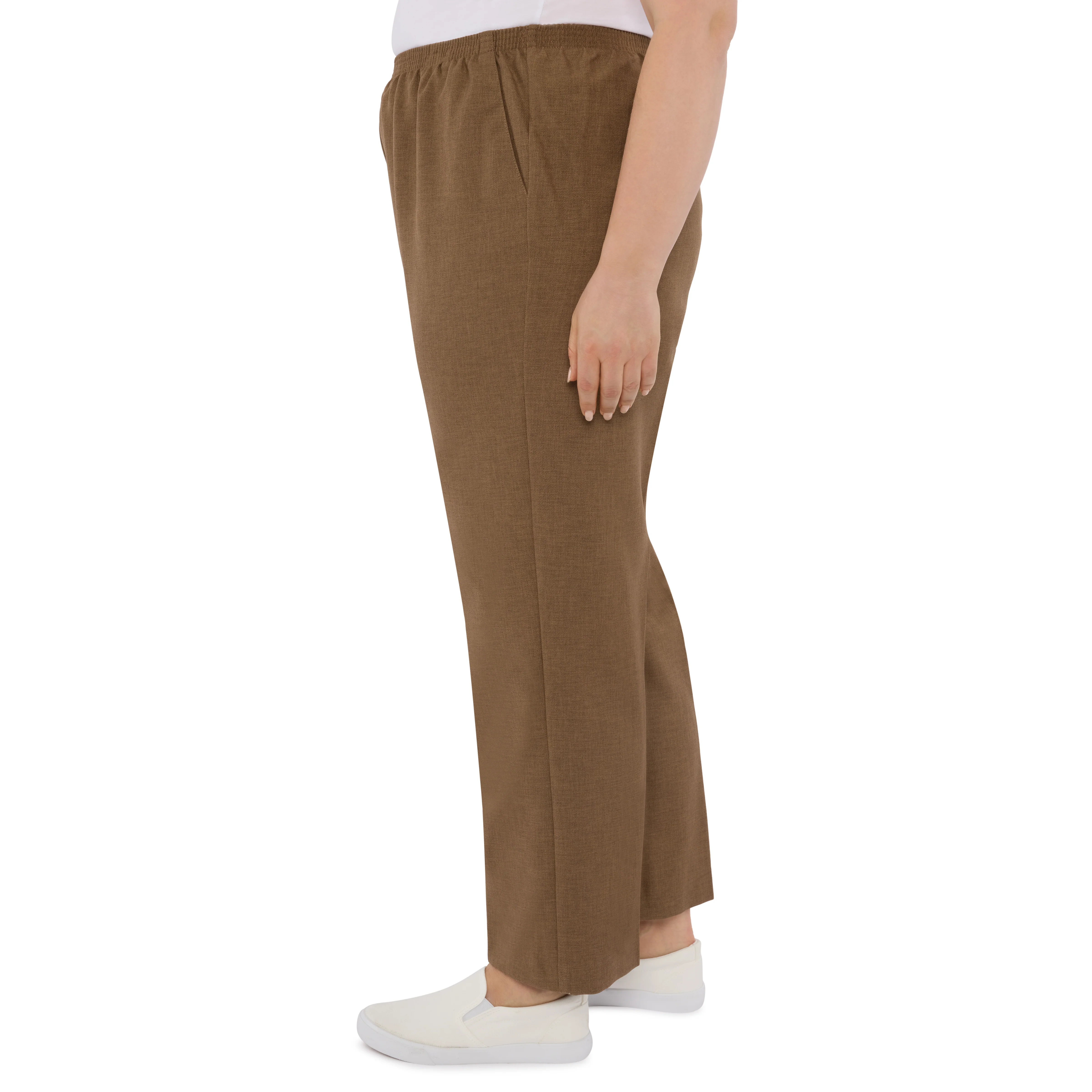 Alfred Dunner Plus Classic Signature Fit Textured Trousers with All-around Elastic Waistband Average Length - Image 4