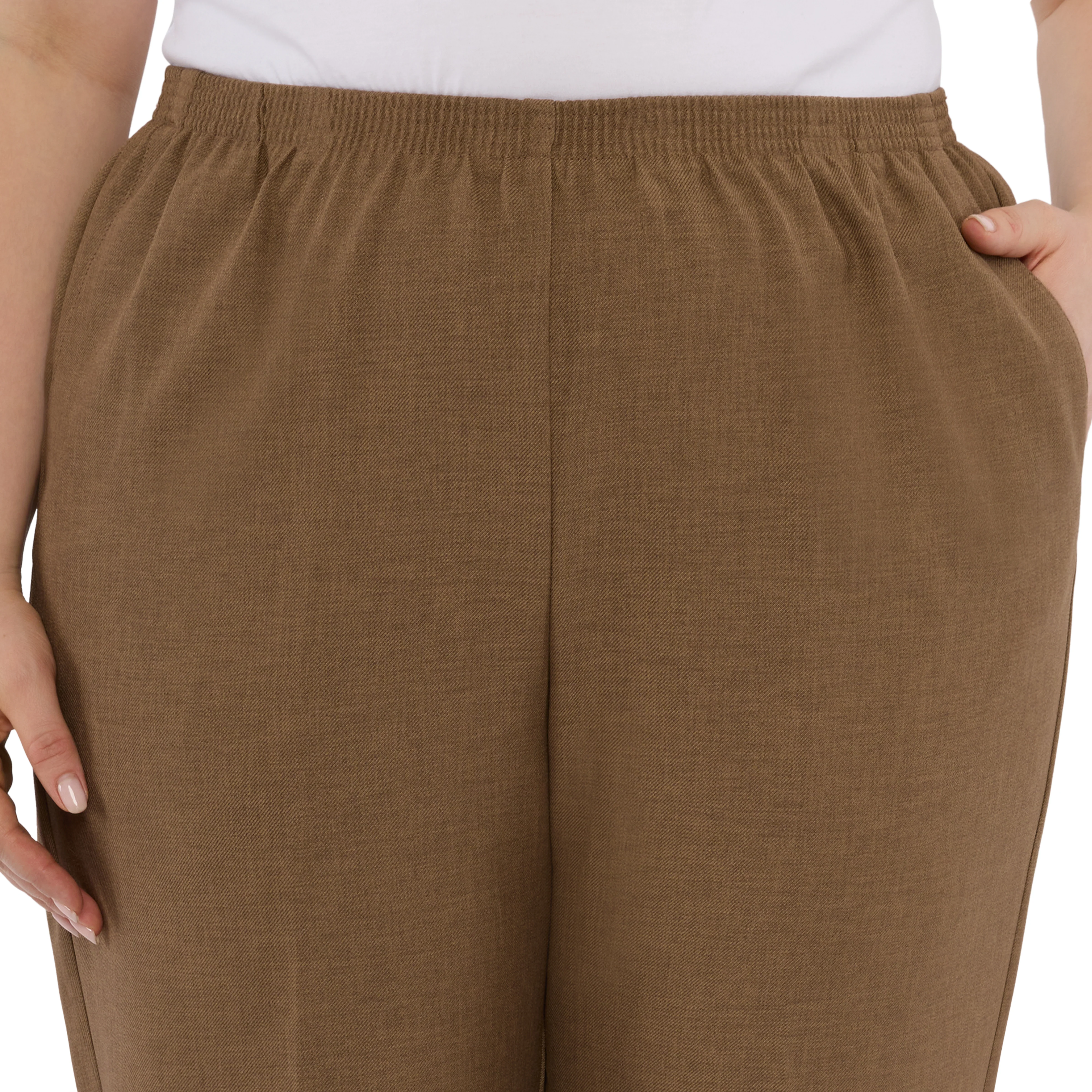 Alfred Dunner Plus Classic Signature Fit Textured Trousers with All-around Elastic Waistband Short Length - Image 5