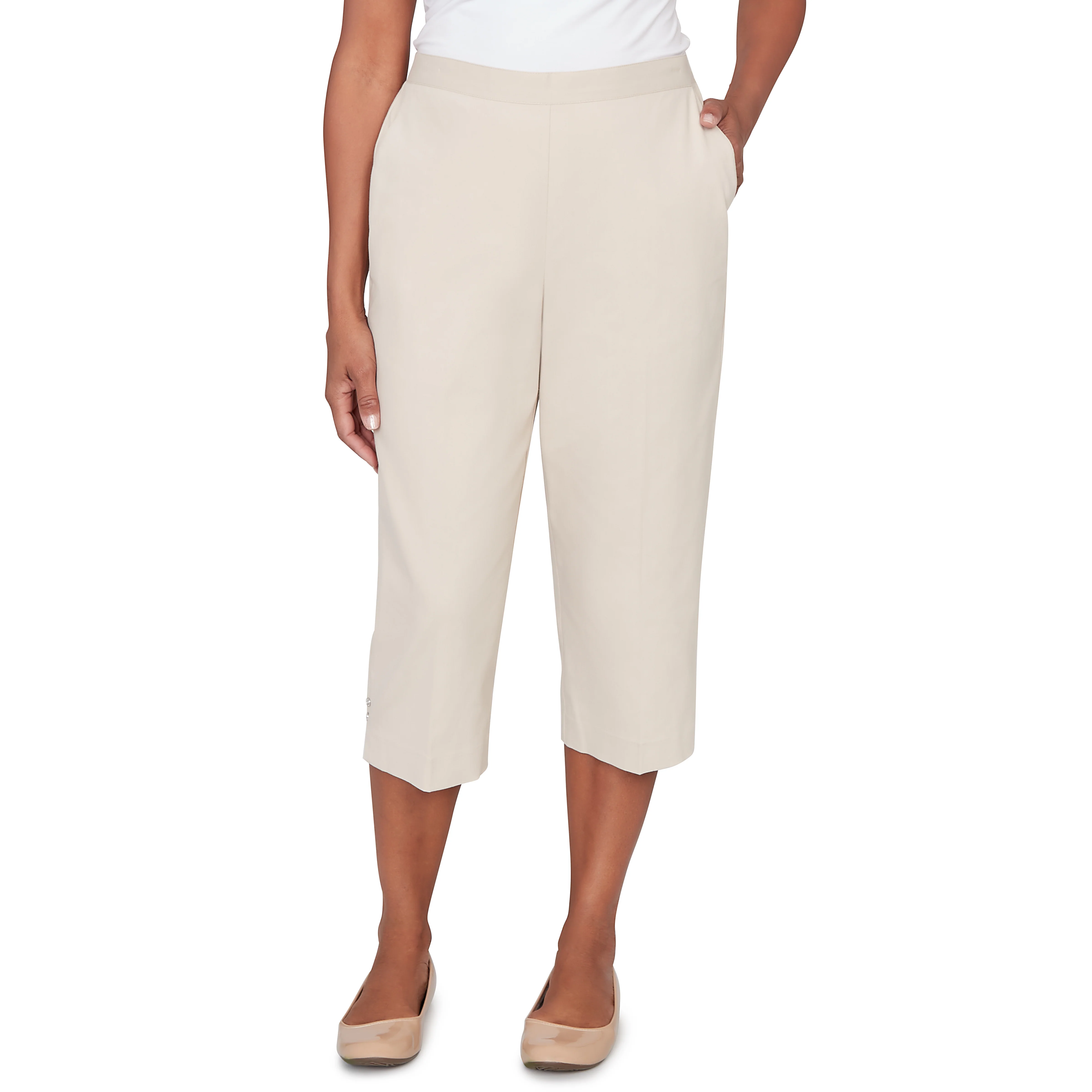 Alfred Dunner Solid Twill Button Hem Capri Pant - Image 13