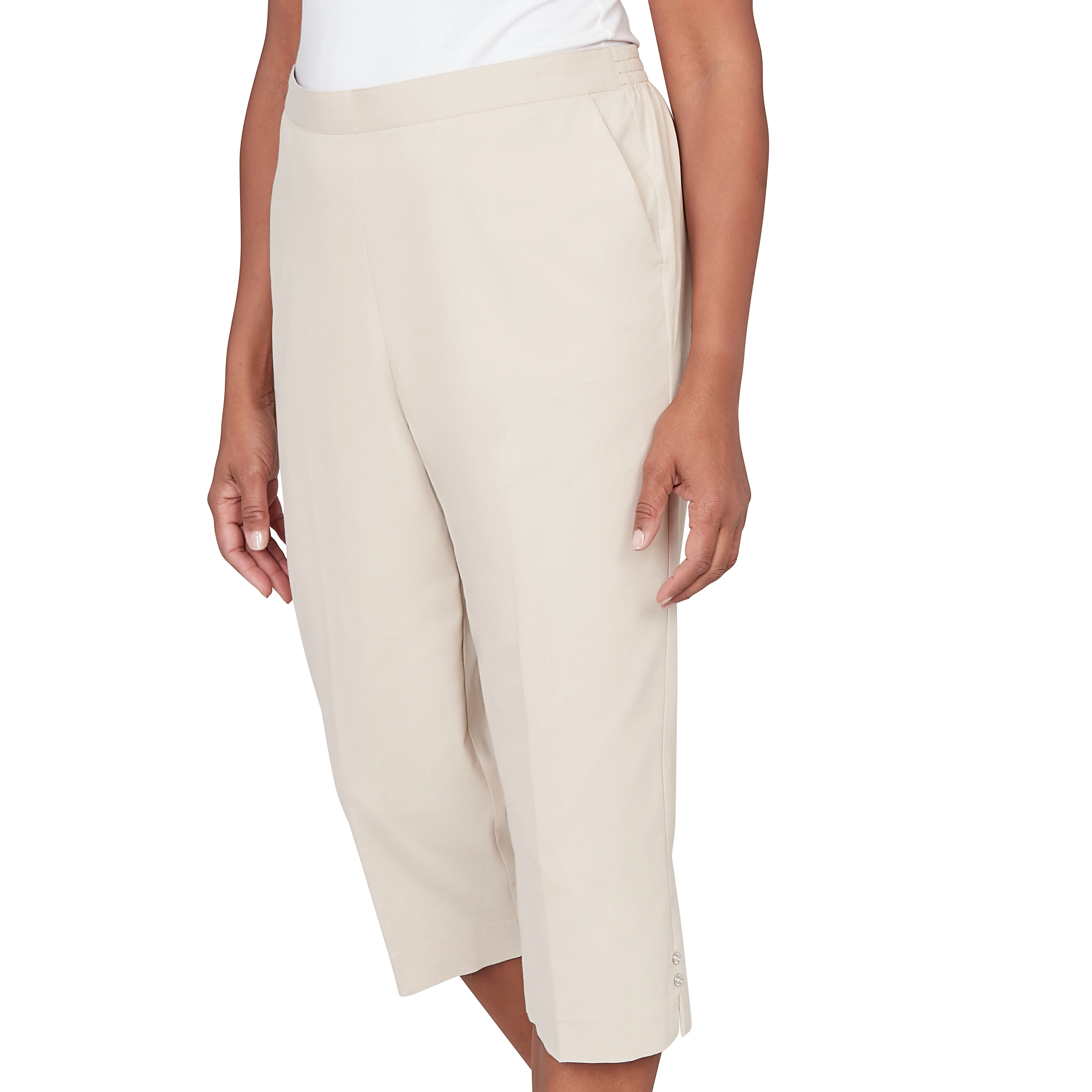 Alfred Dunner Solid Twill Button Hem Capri Pant - Image 17