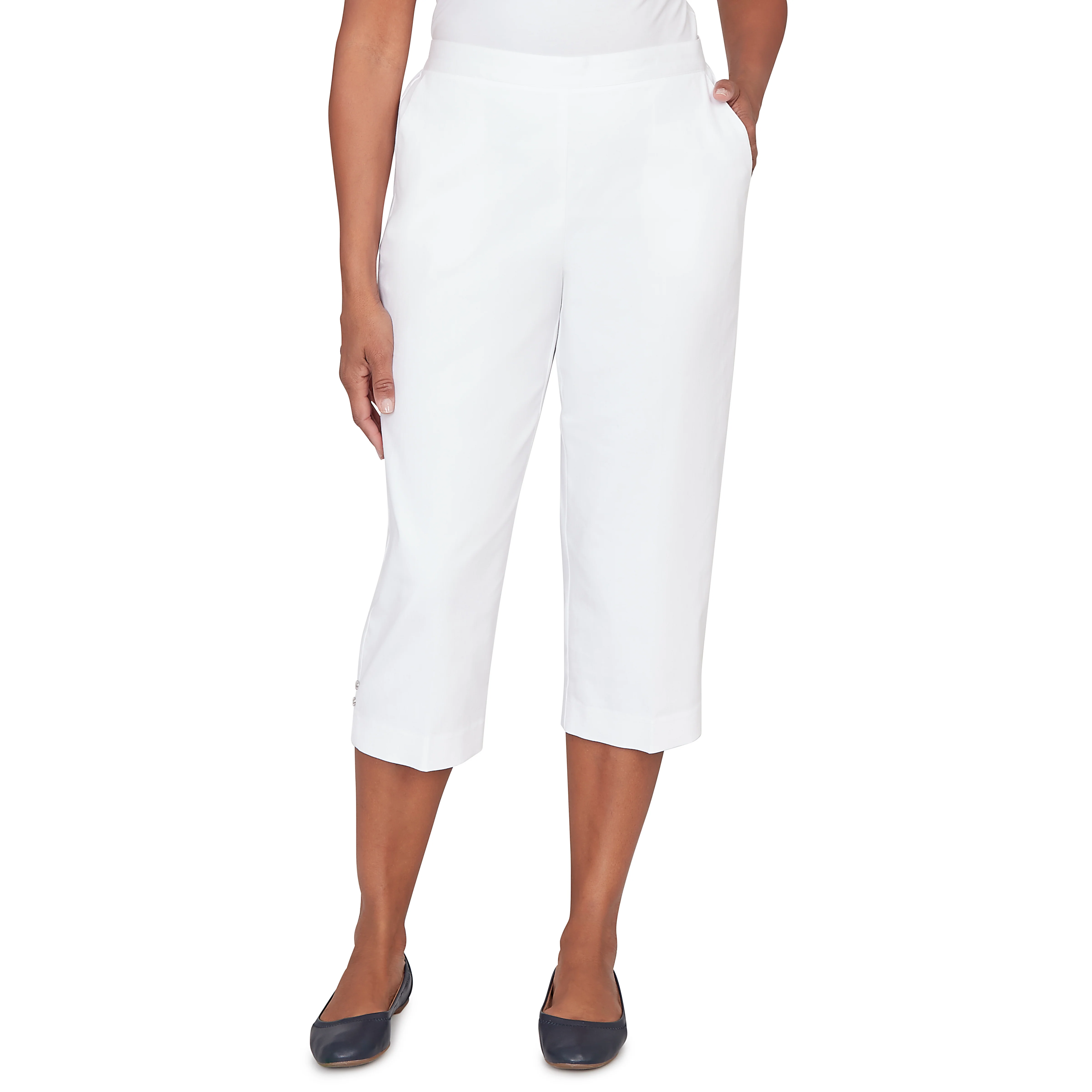 Alfred Dunner Solid Twill Button Hem Capri Pant - Image 19