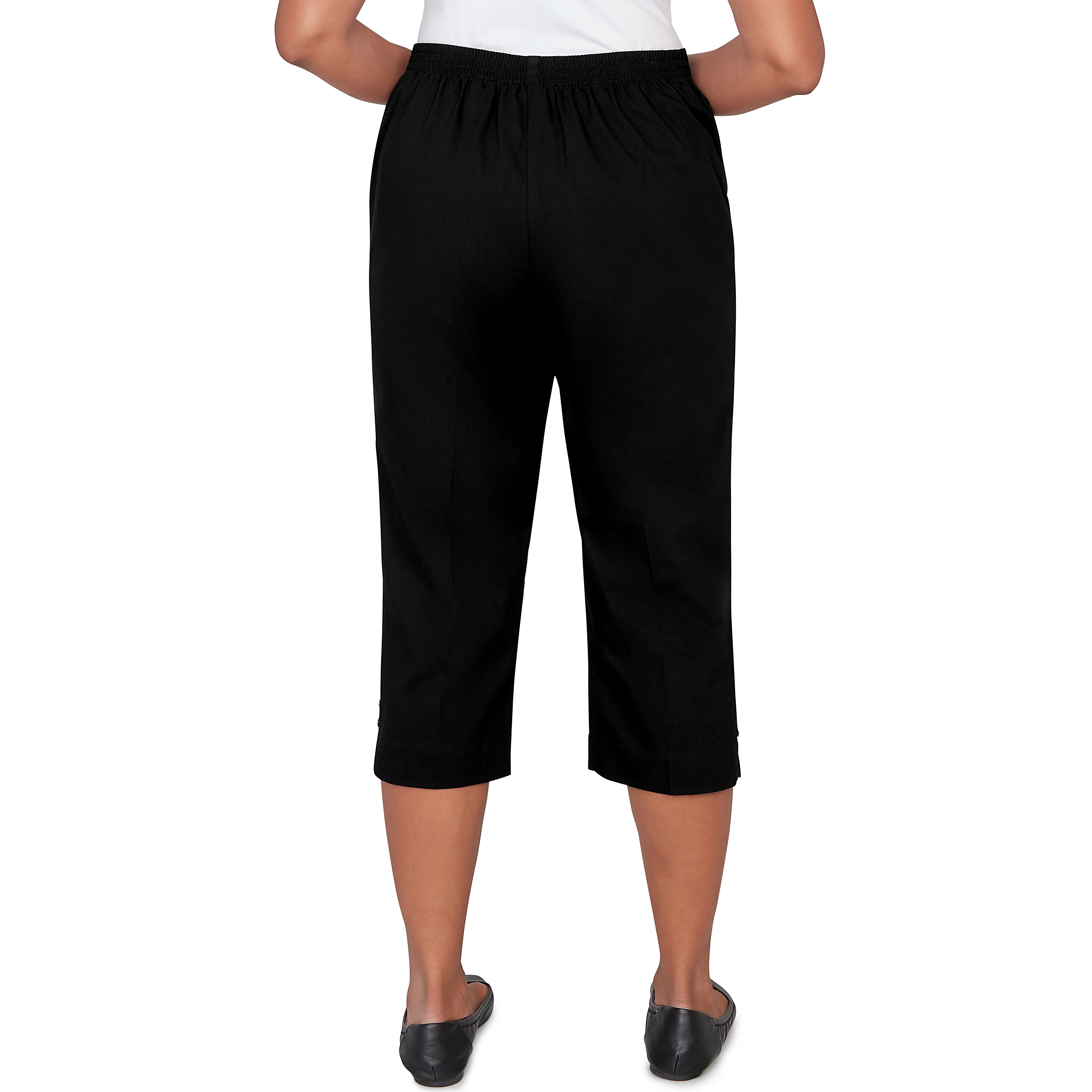 Alfred Dunner Solid Twill Button Hem Capri Pant - Image 2