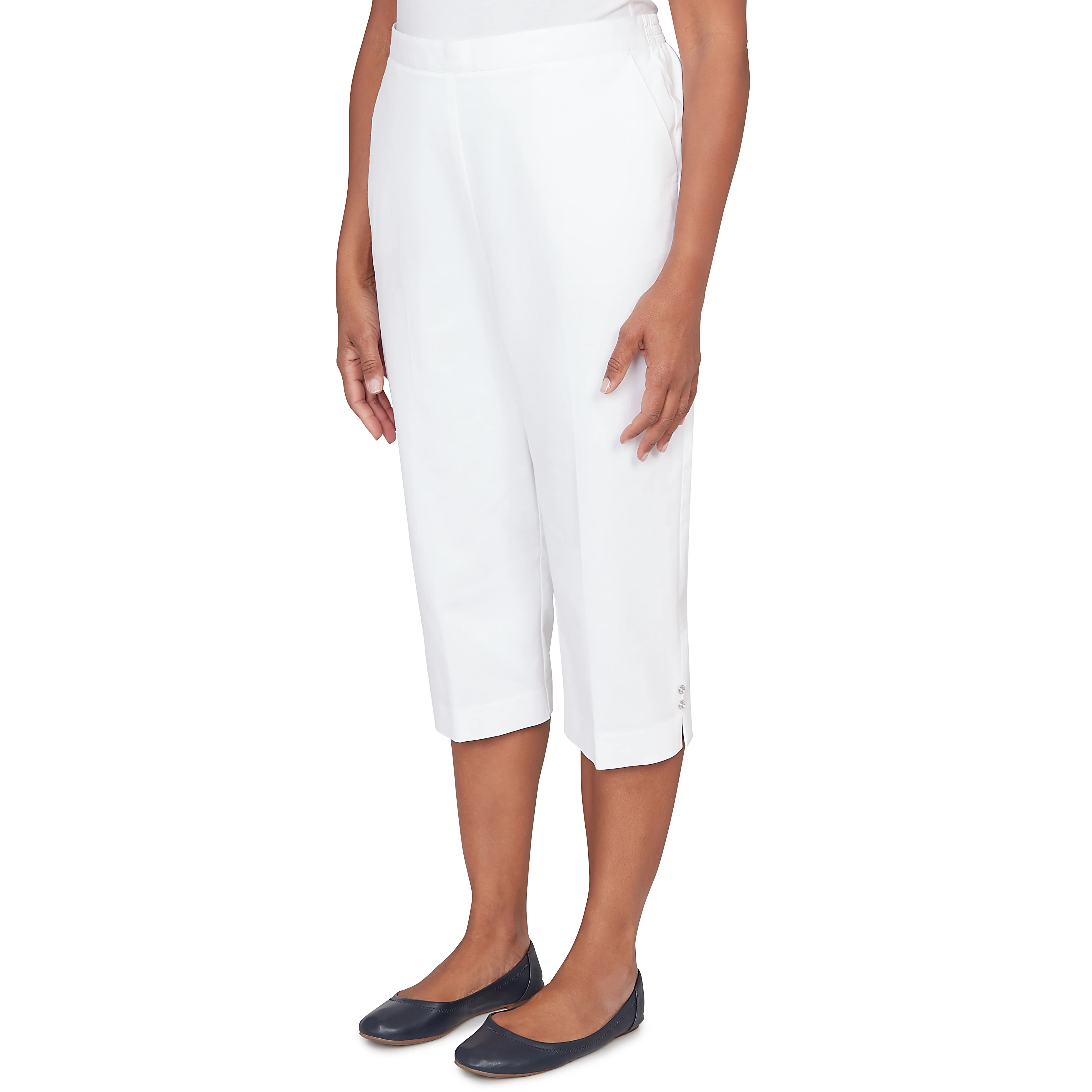 Alfred Dunner Solid Twill Button Hem Capri Pant - Image 21