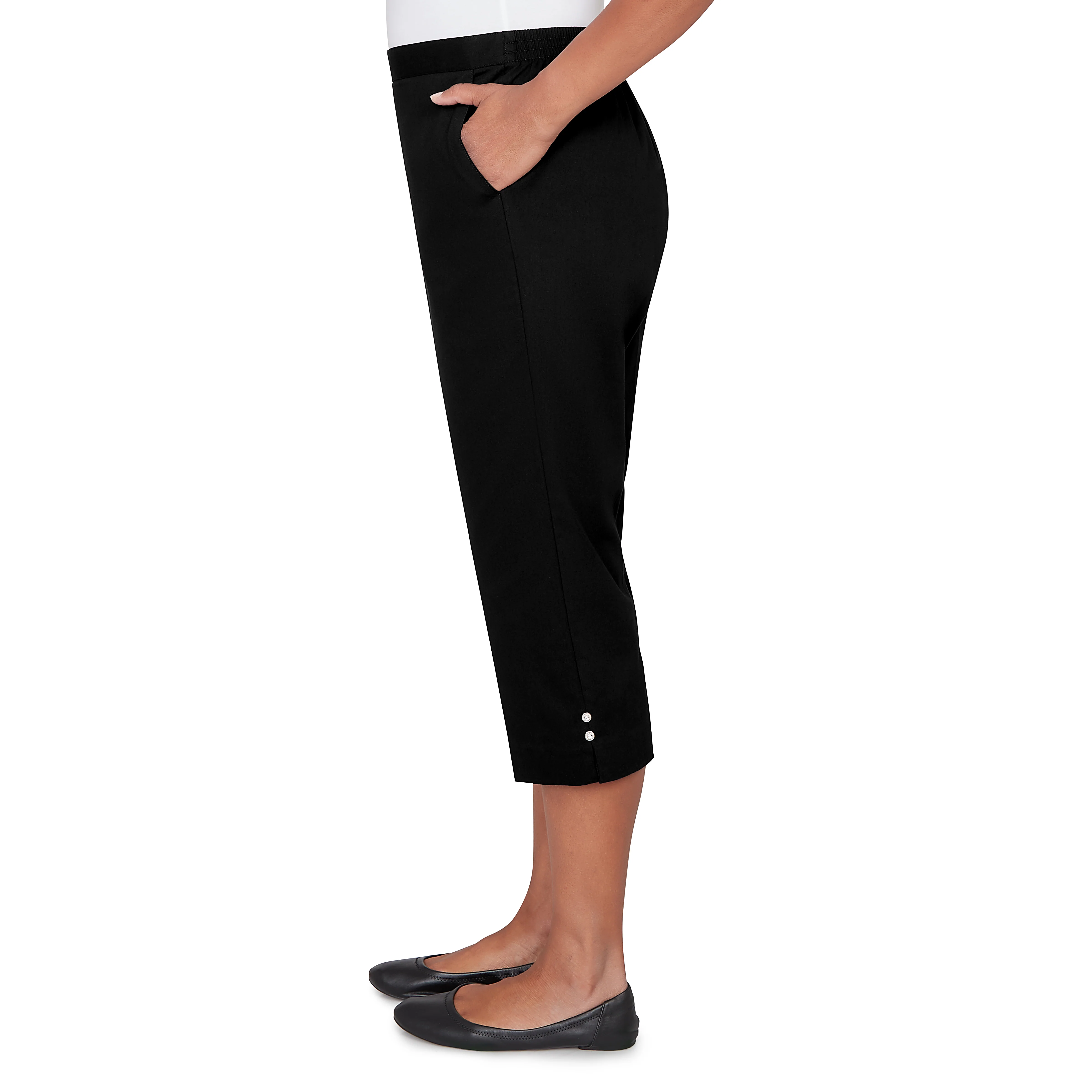 Alfred Dunner Solid Twill Button Hem Capri Pant - Image 4