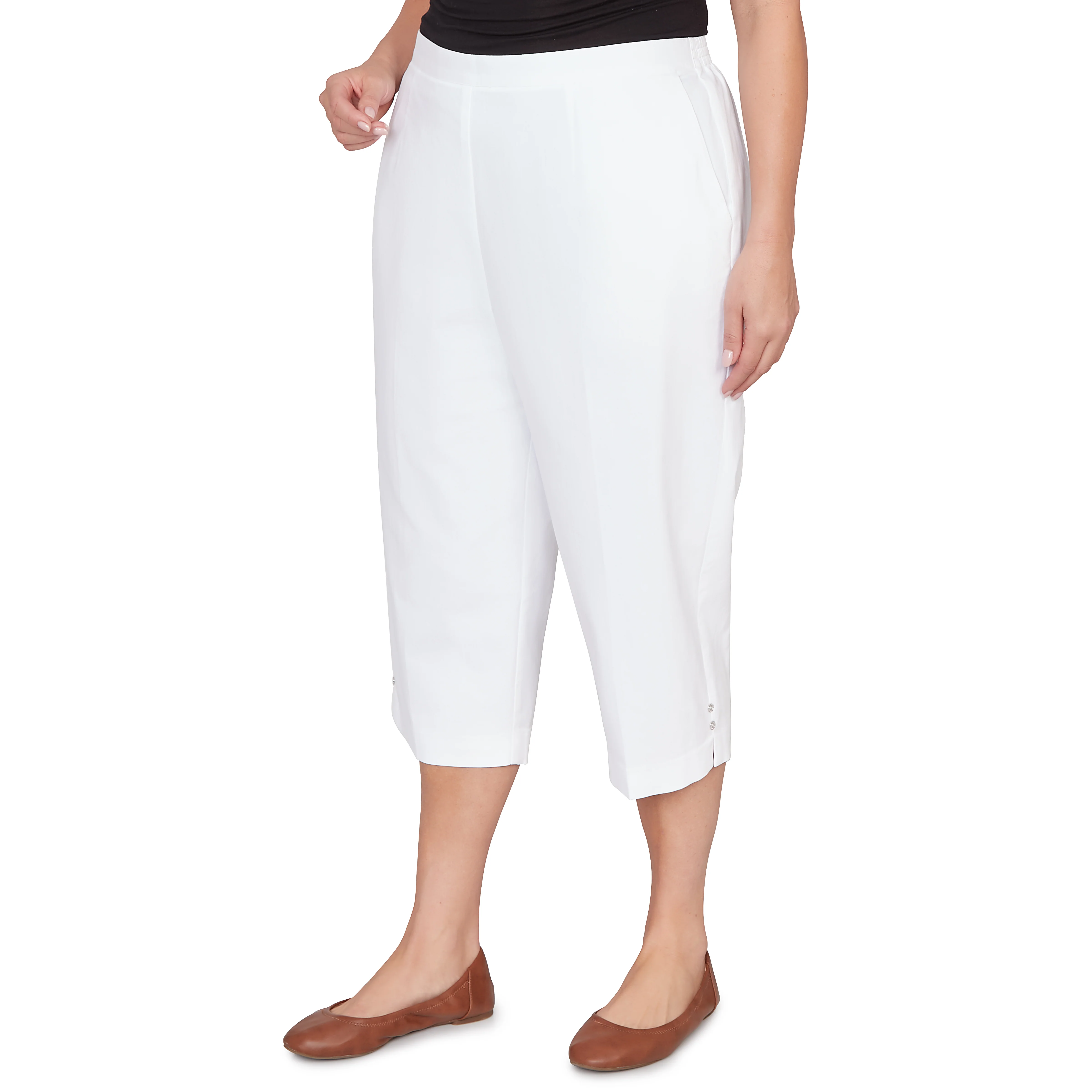 Alfred Dunner Solid Twill Button Hem Capri Pant - Plus - Image 21