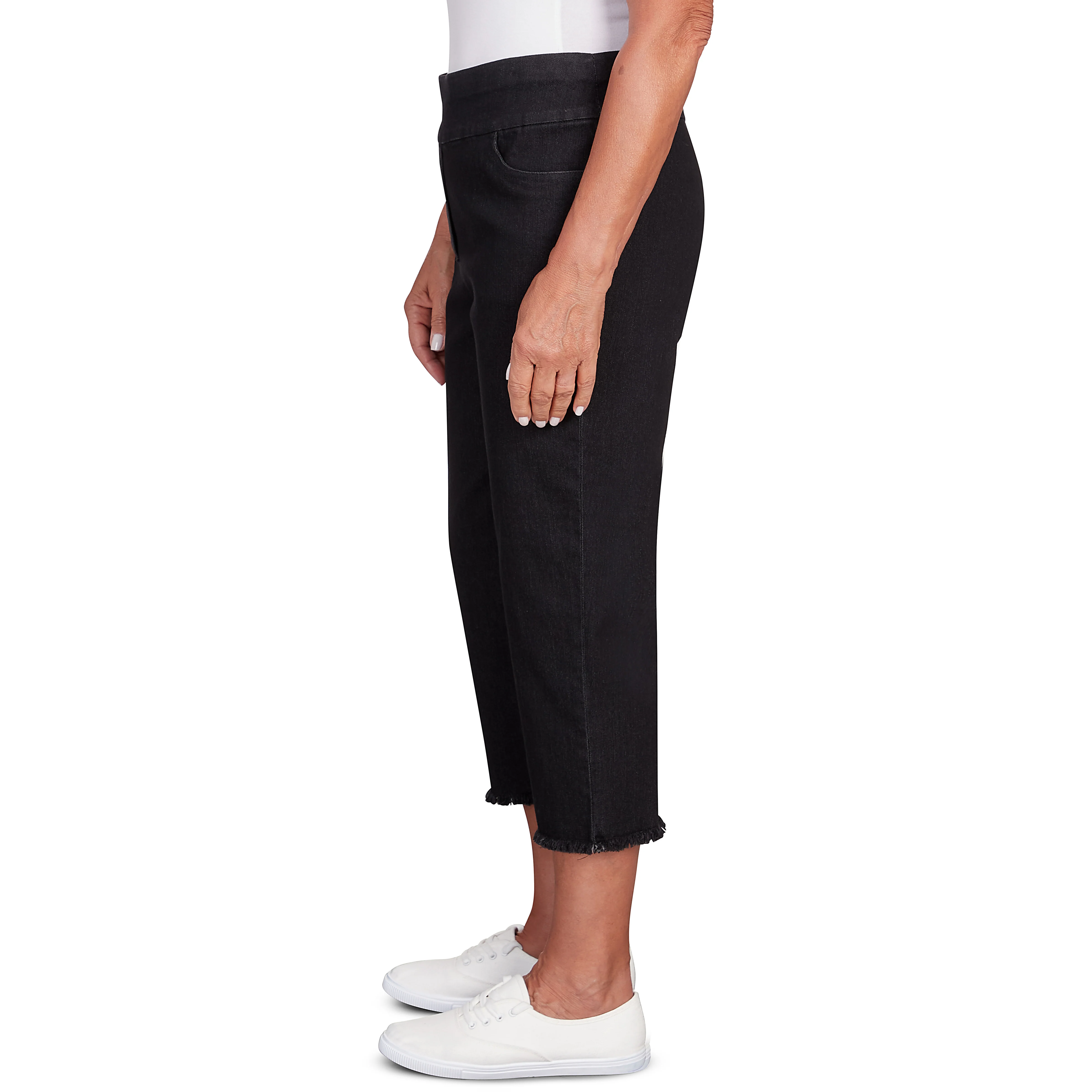 Alfred Dunner Super Stretch Denim Fringe Capri Pant - Plus - Image 4