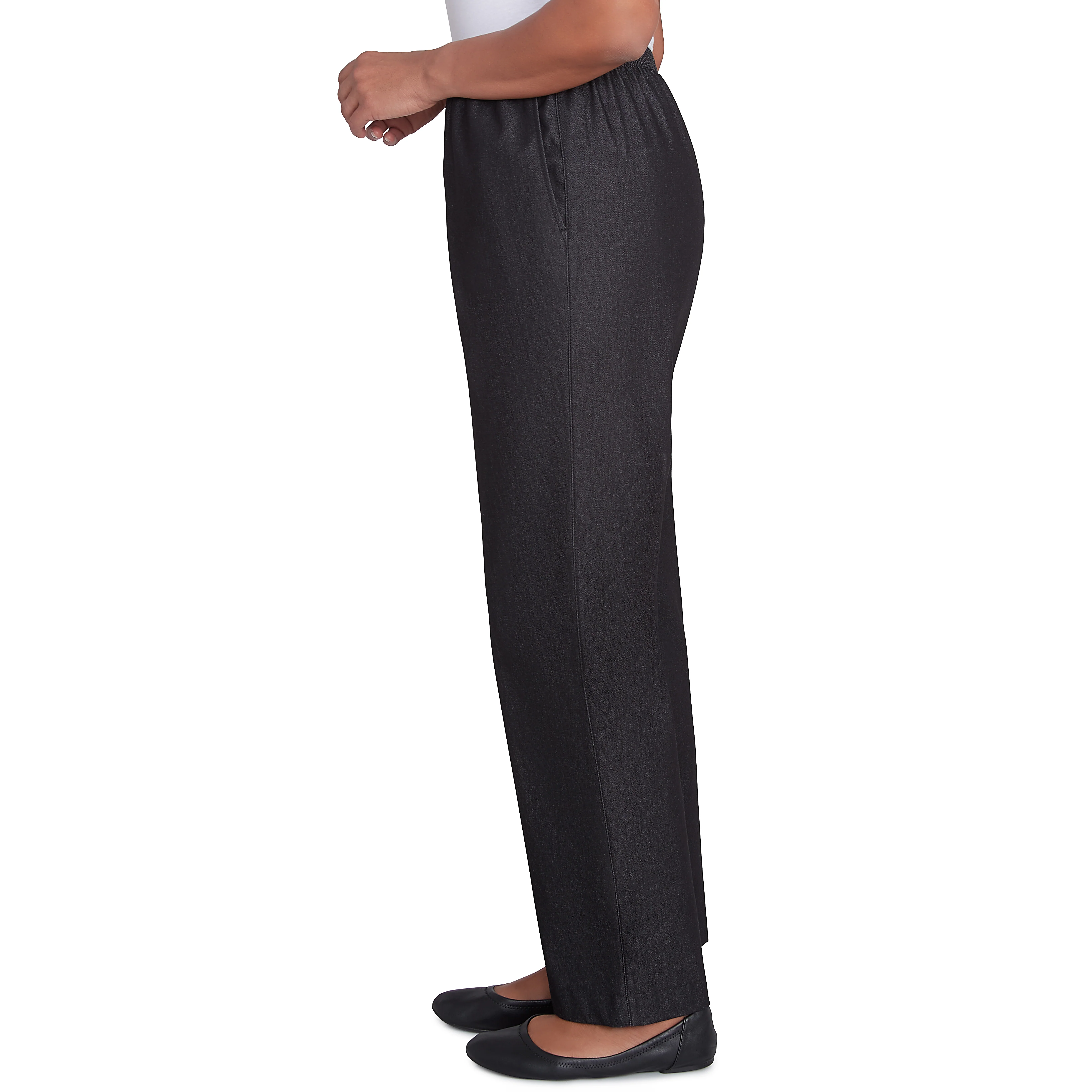 Alfred Dunner Women's Denim Comfort Waistband  Mid Rise Regular Fit Straight Leg Pant Short Length - Image 4