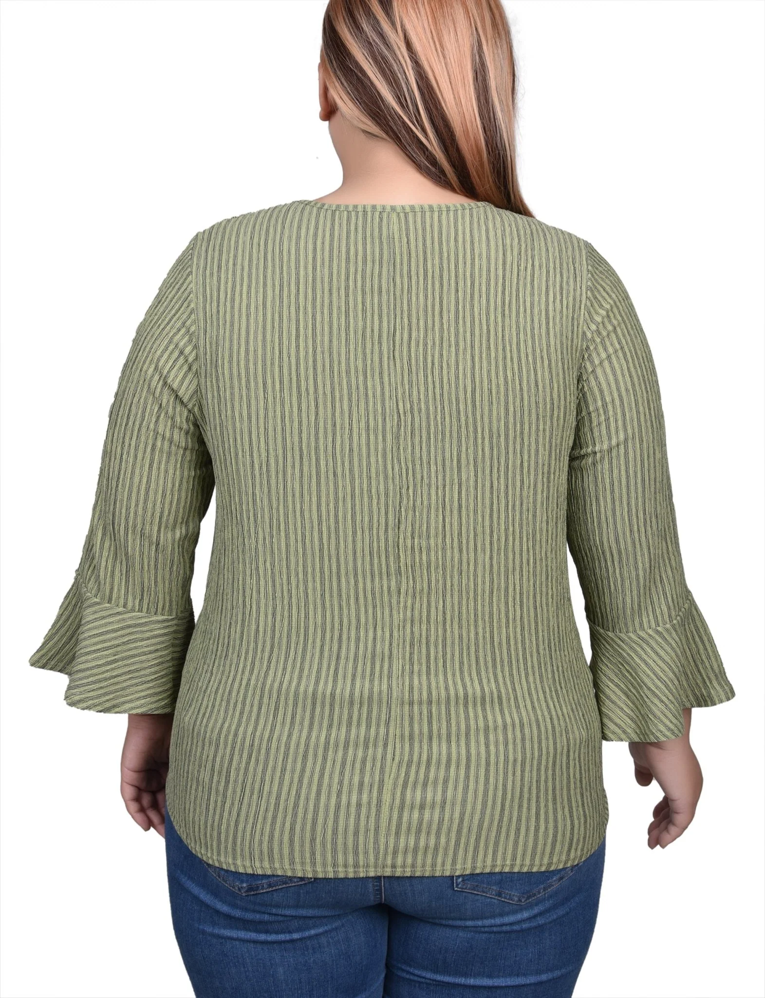 Avocado 3/4 Bell Sleeve Textured Knit Top - Plus - Image 4