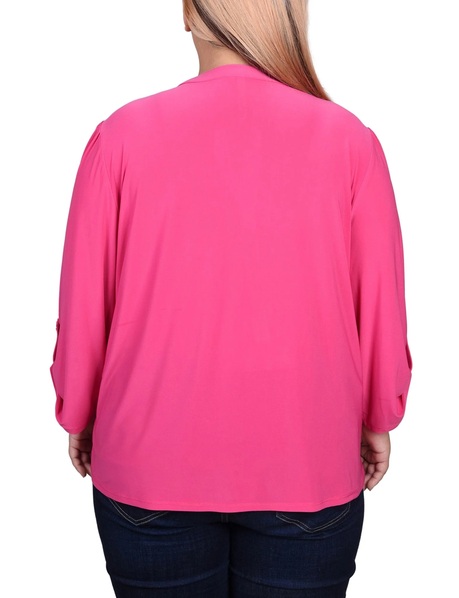 Beetroot Purple Pintuck Front Top With Chain Details - Plus - Image 4