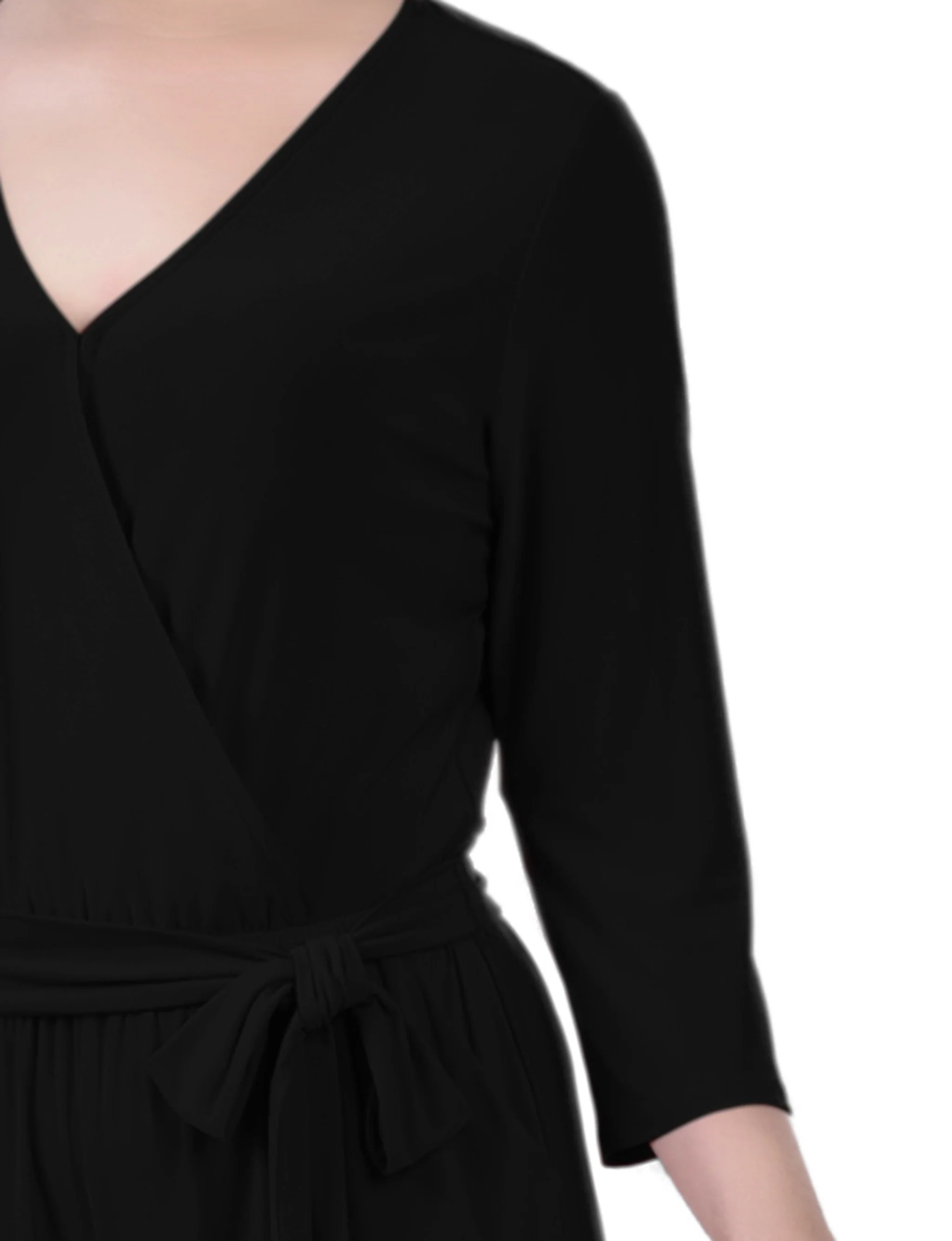 Black 3/4 Sleeve Belted Jumpsuit - Petite - Image 3