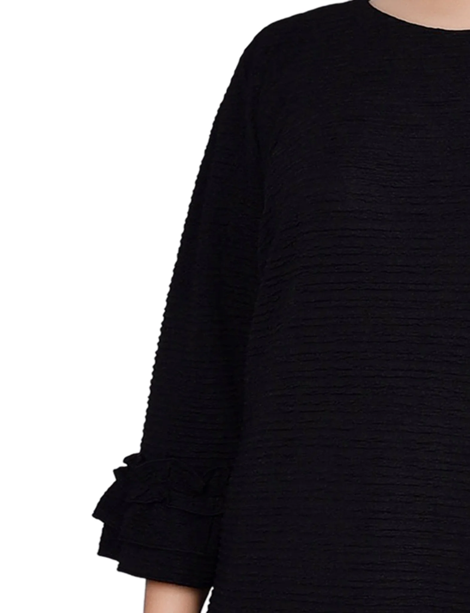 Black 3/4 Sleeve Textured Knit Dress - Plus - Image 4