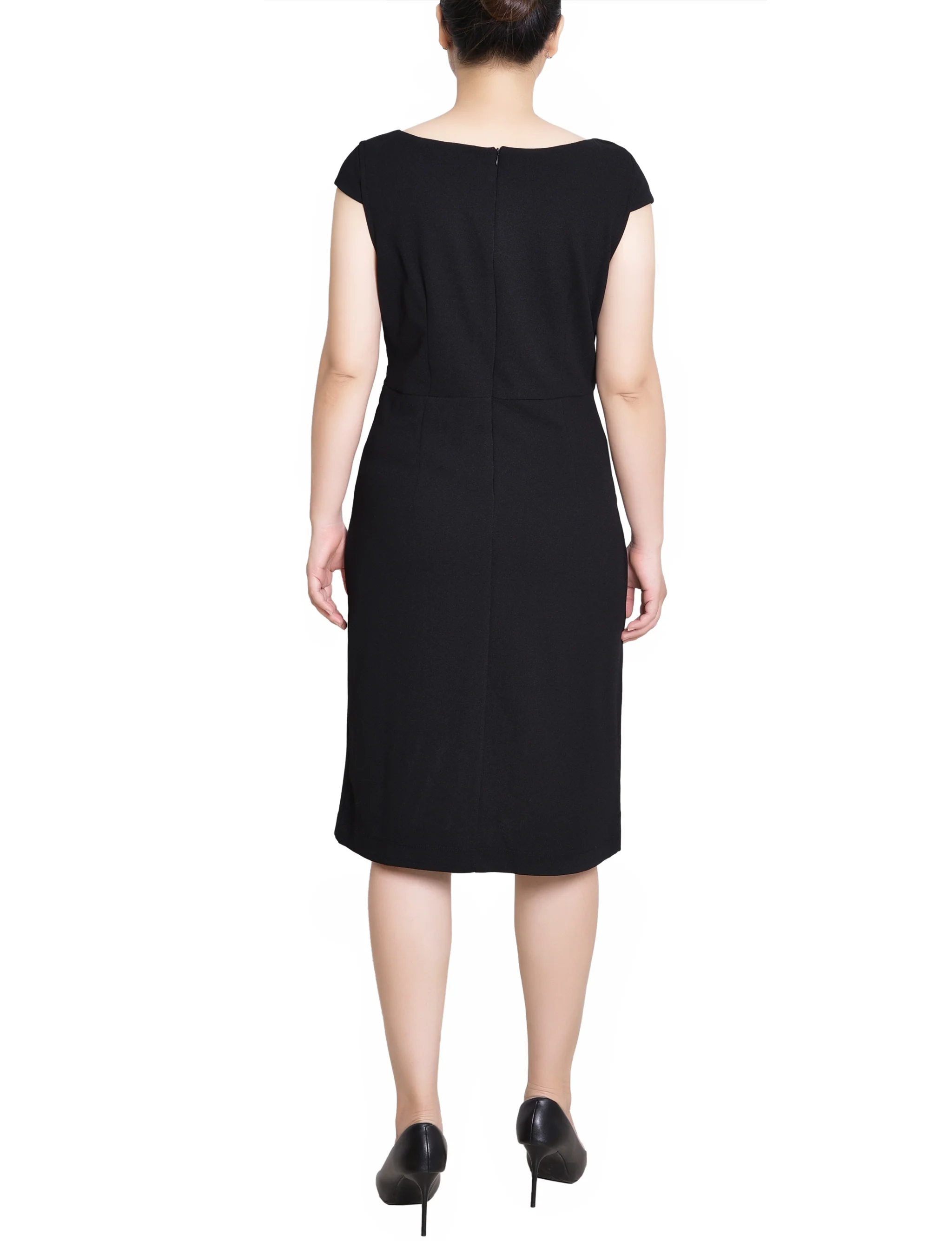 Black Cap Sleeve Exposed Zipper Dress - Petite - Image 4