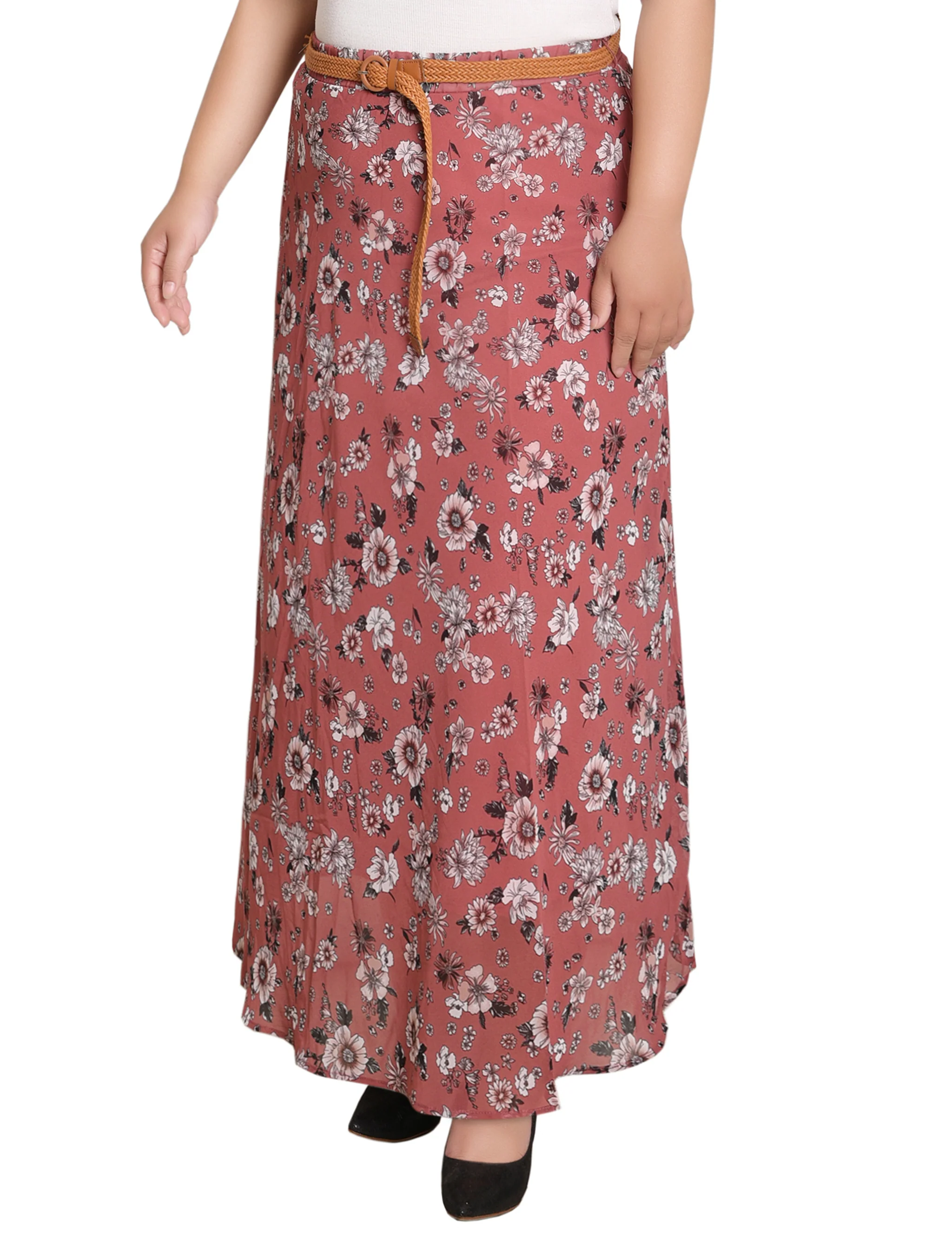Black Mauve Chiffon Maxi Skirt - Plus - Image 2