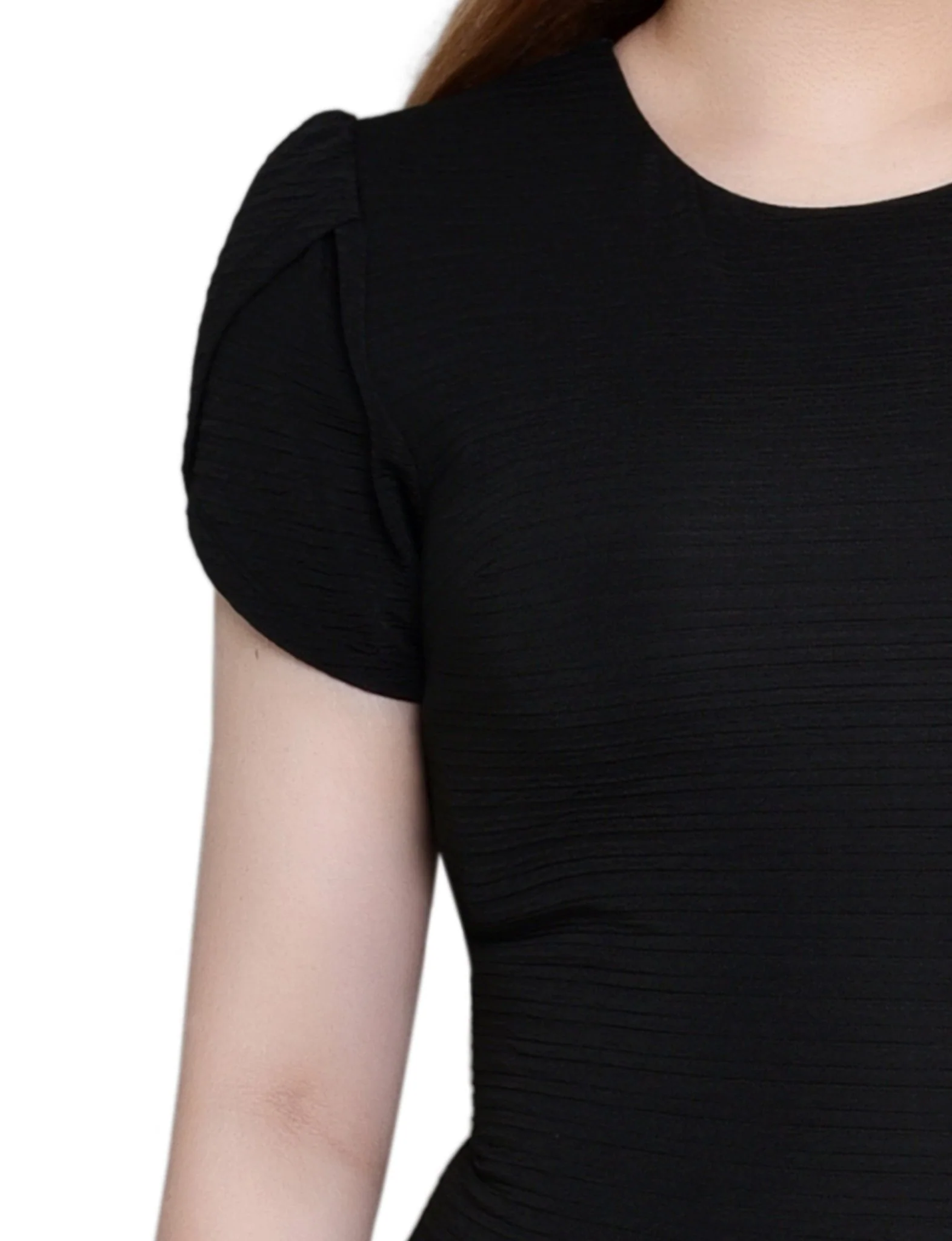 Black Petal SleeveTextured Knit Dress - Image 4