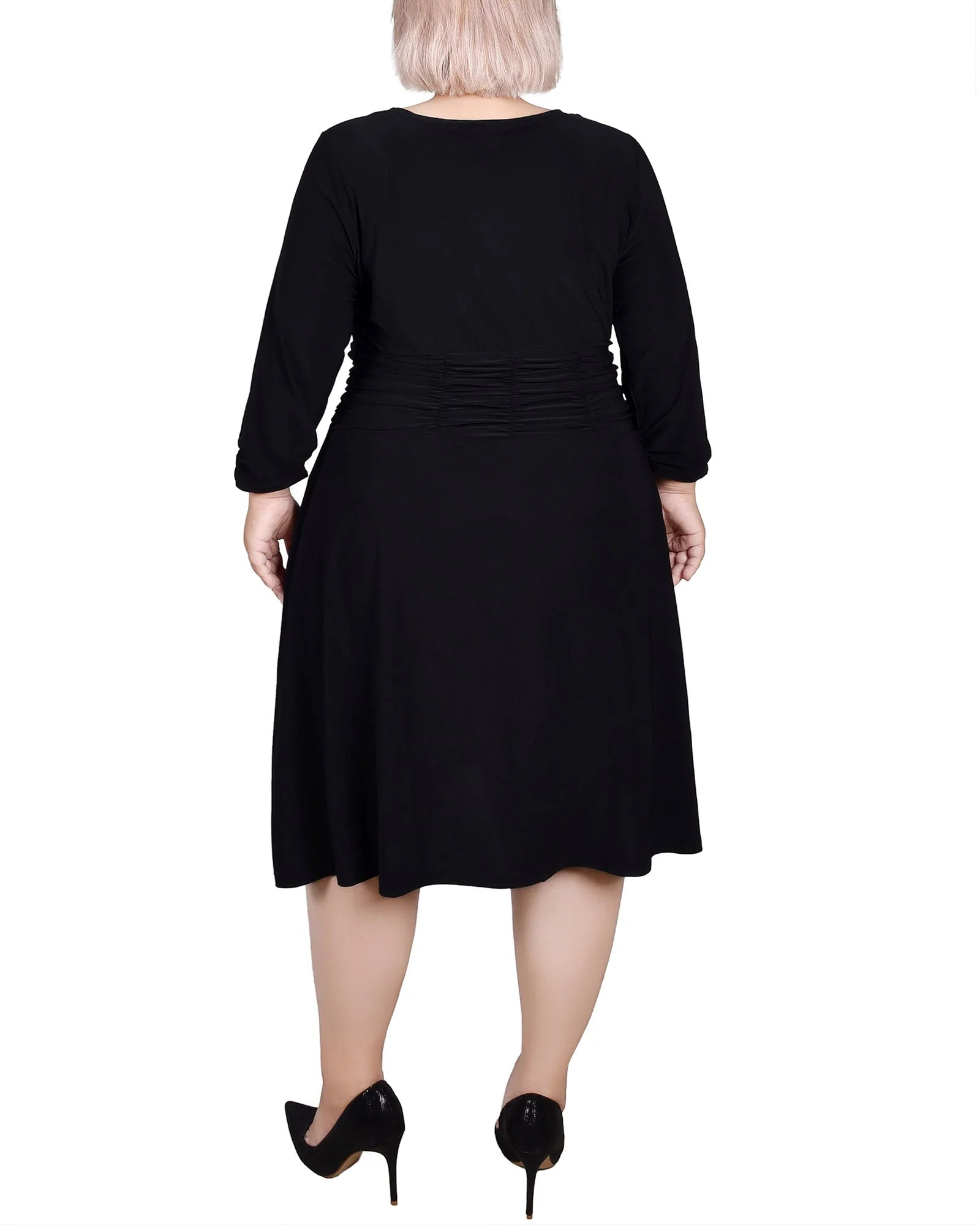 Black Ruched A-Line Dress - Plus - Image 3