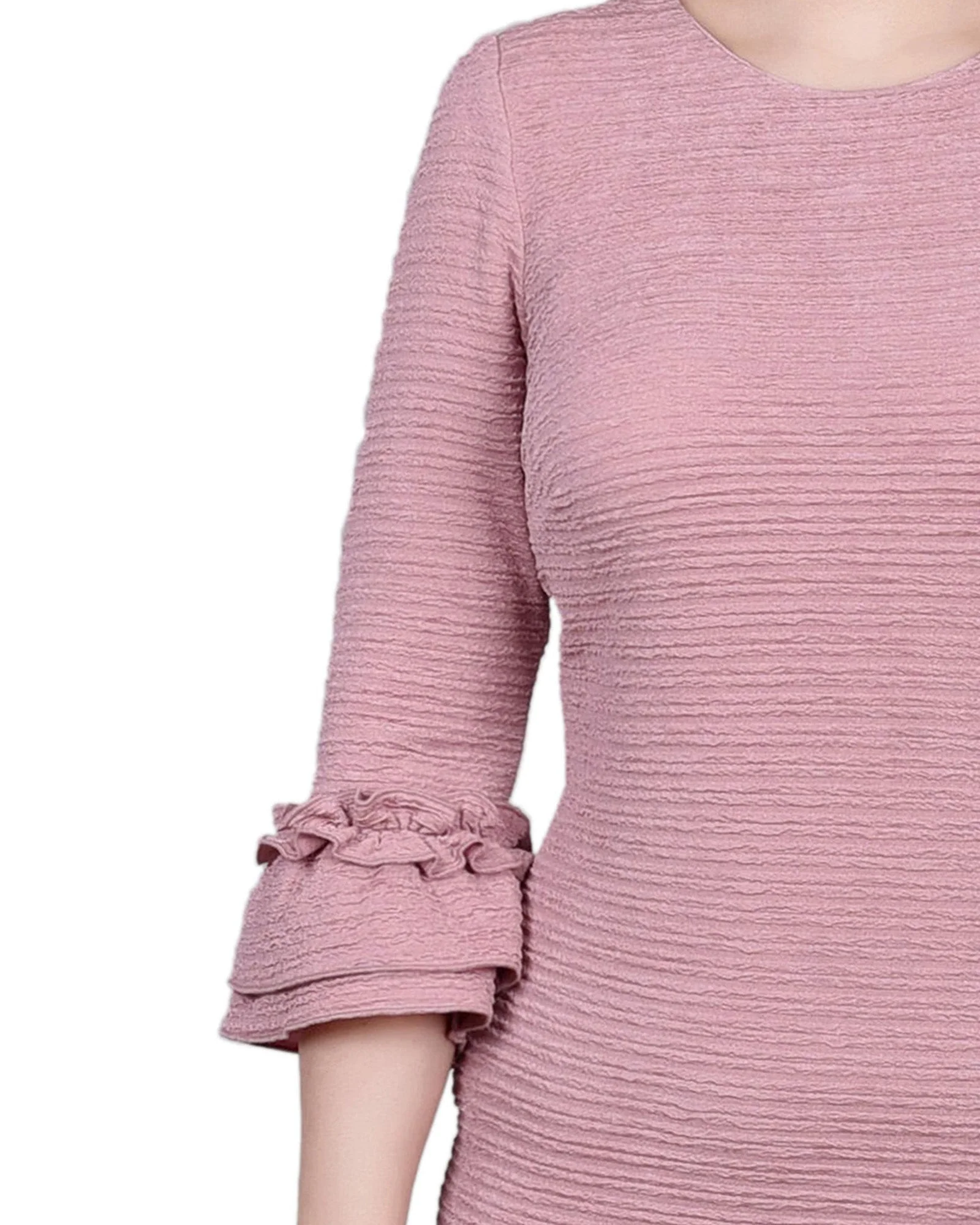 Blush 3/4 Sleeve Textured Knit Dress - Petite - Image 4