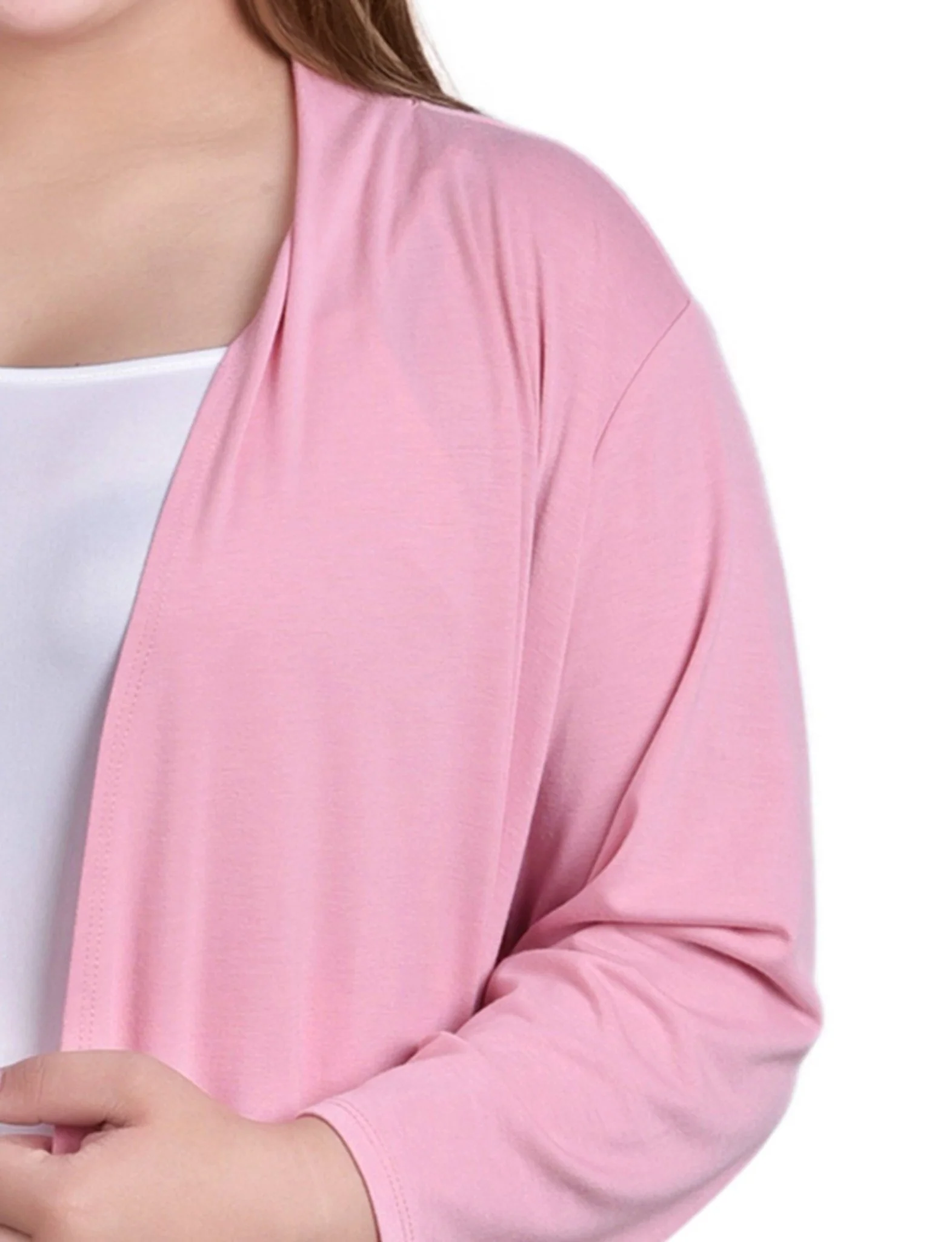 Bridal Rose 3/4 Sleeve Solid Cardigan - Plus - Image 3