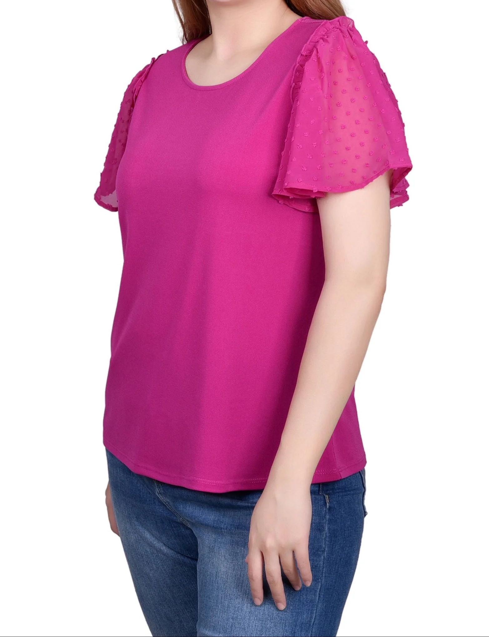 Clip Dot Flutter Sleeve Top - Petite - Image 11