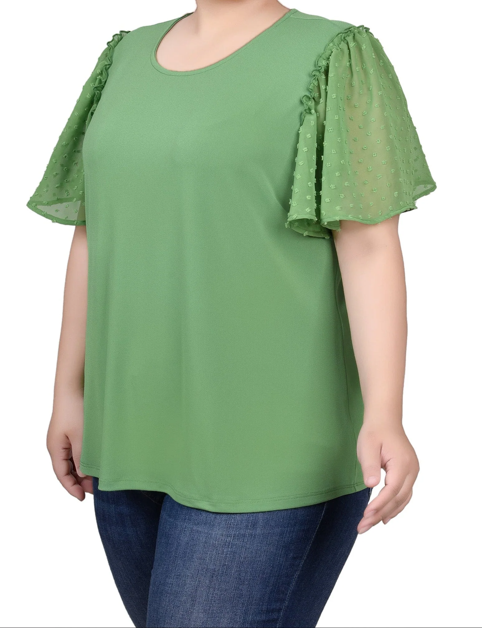 Clip Dot Flutter Sleeve Top - Plus - Image 3