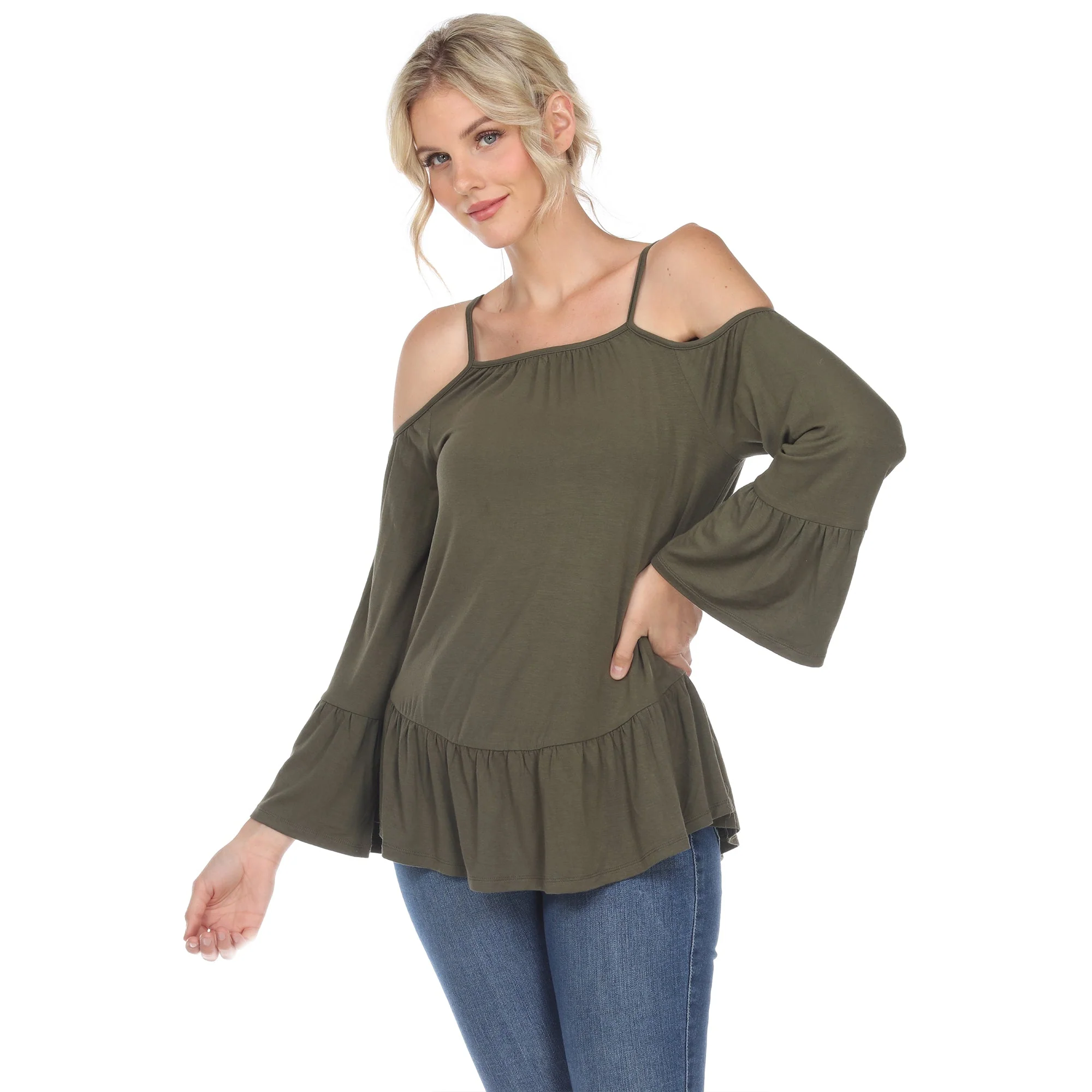 Cold Shoulder Ruffle Sleeve Top - Image 13