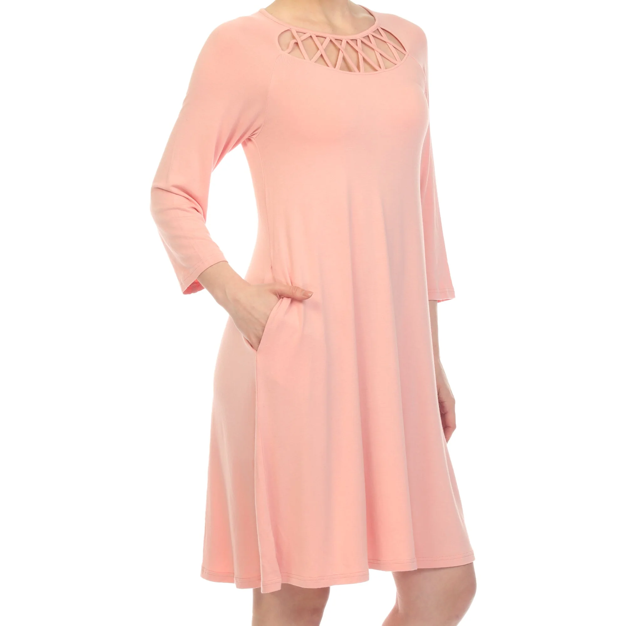 Criss Cross Neckline Swing Midi Dress - Image 11