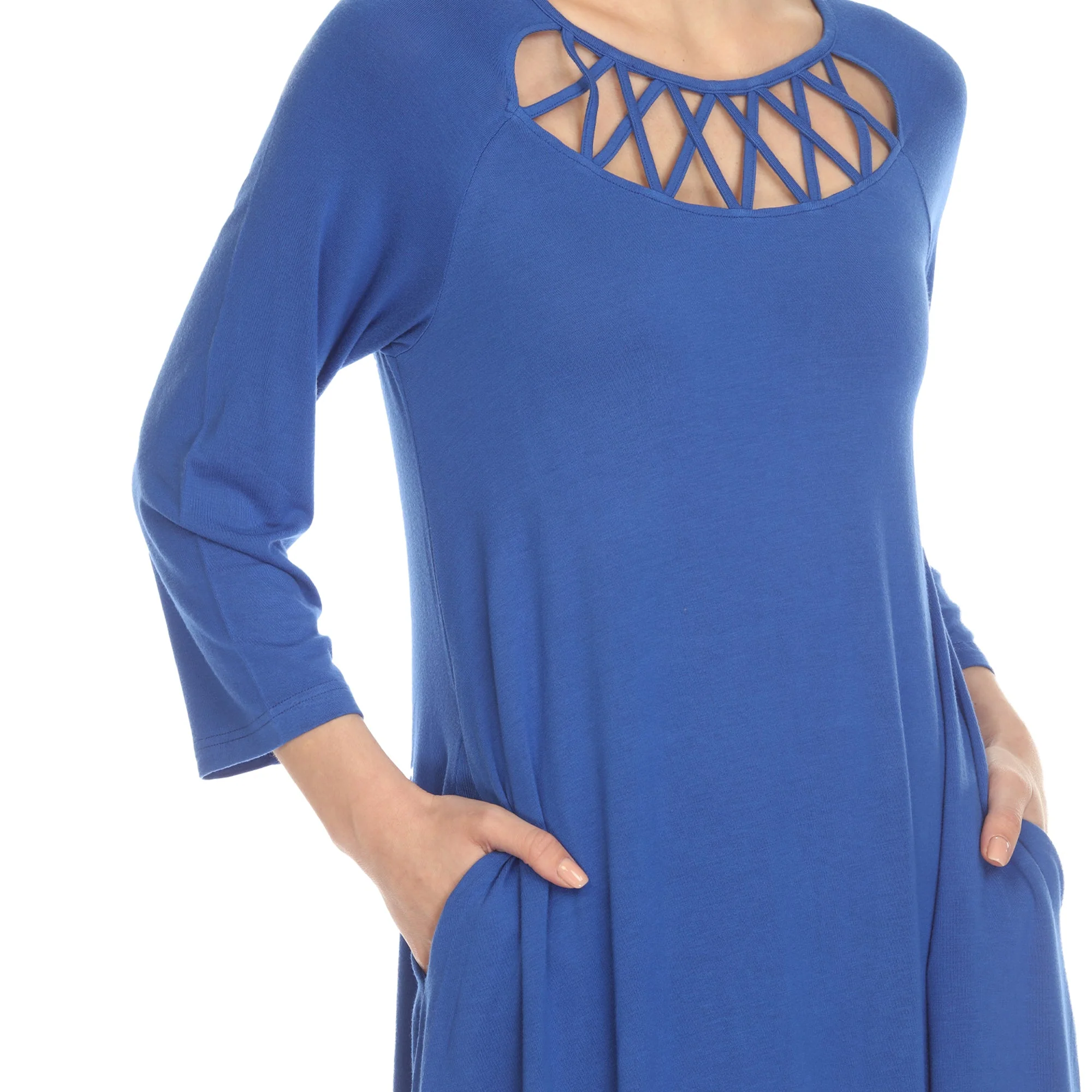 Criss Cross Neckline Swing Midi Dress - Image 15