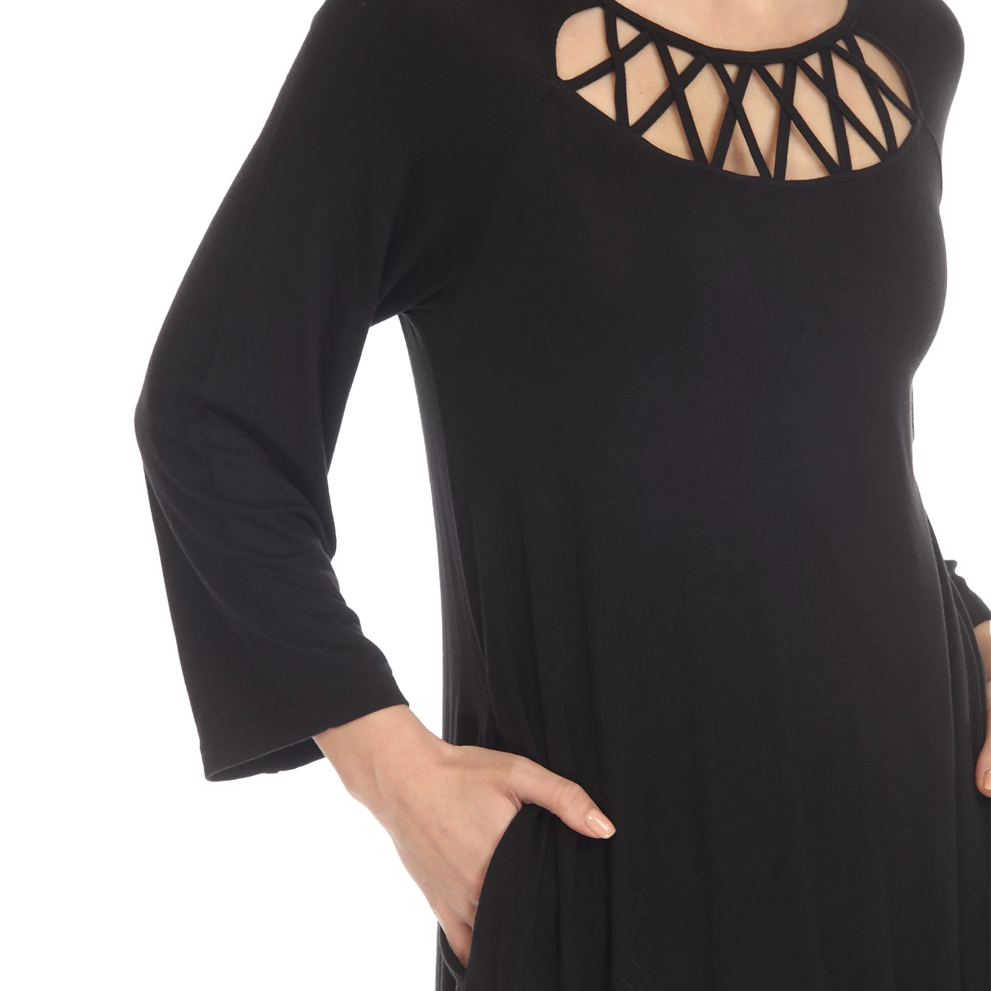 Criss Cross Neckline Swing Midi Dress - Image 20