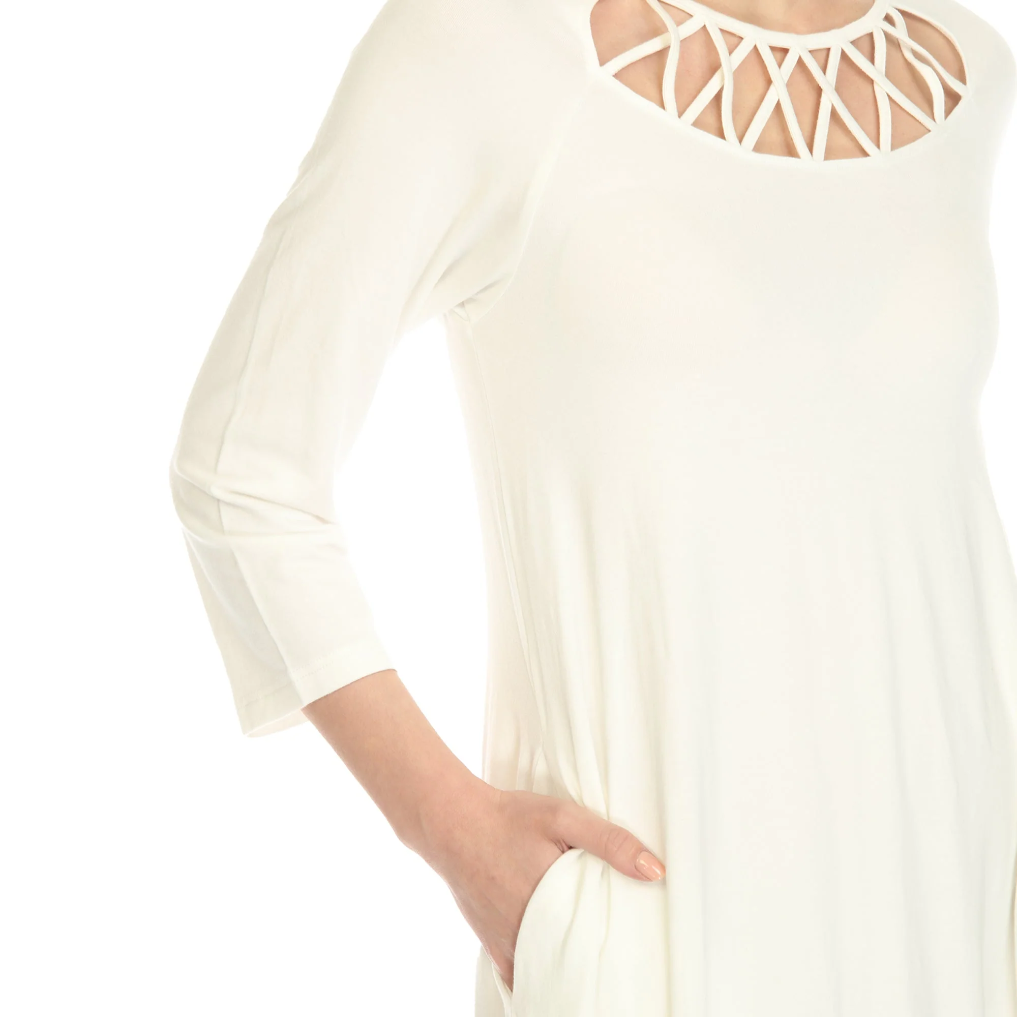 Criss Cross Neckline Swing Midi Dress - Image 27