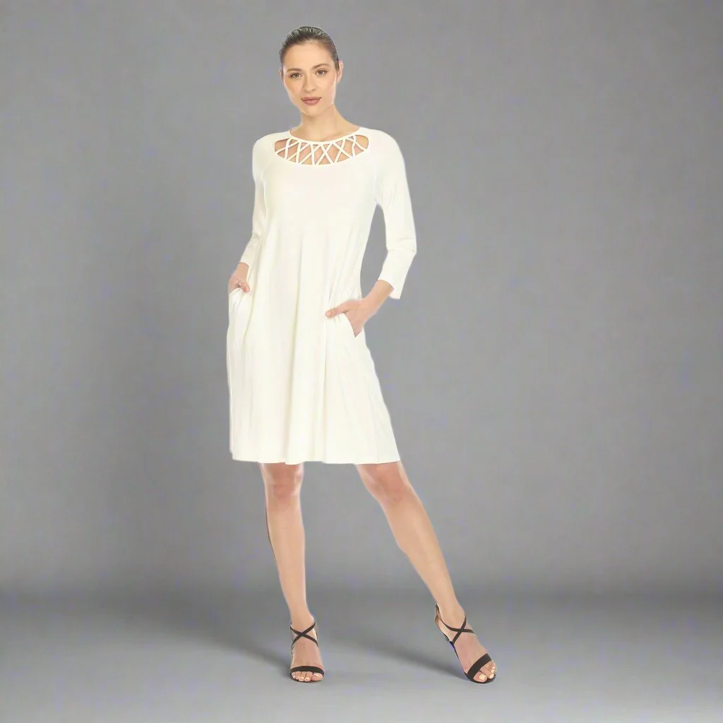 Criss Cross Neckline Swing Midi Dress - Image 30