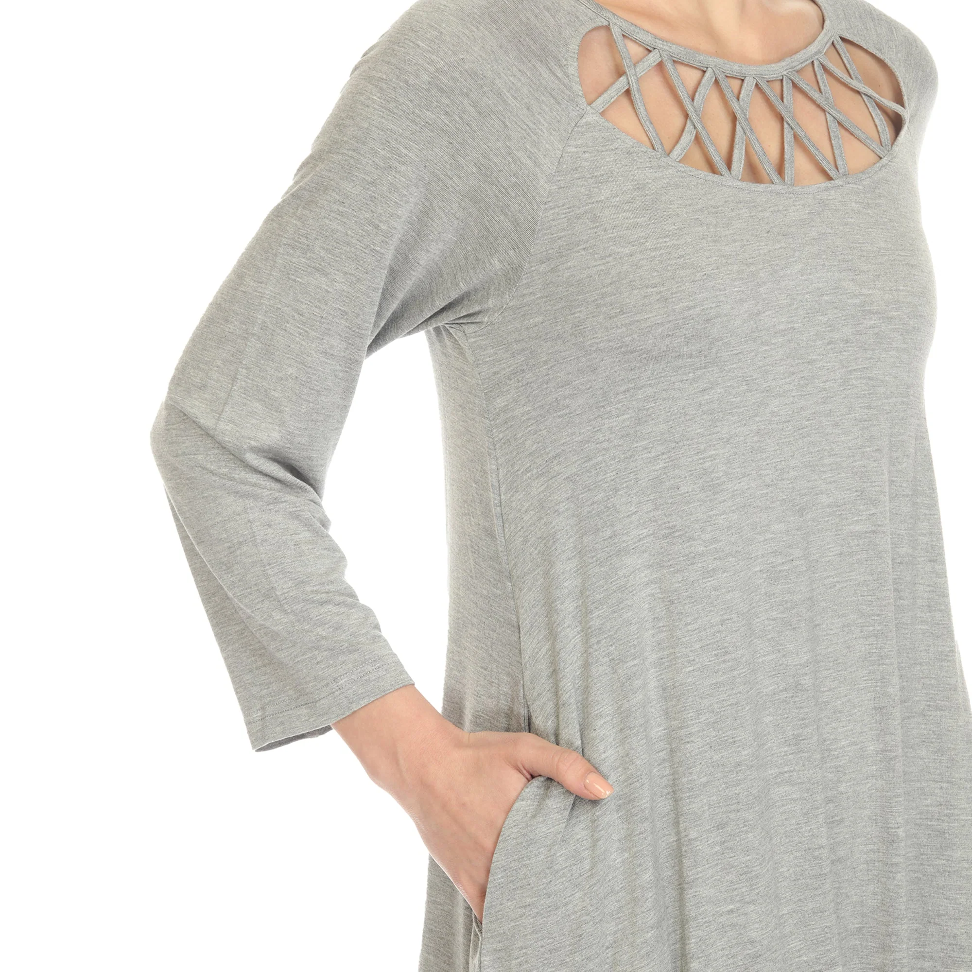 Criss Cross Neckline Swing Midi Dress - Image 39