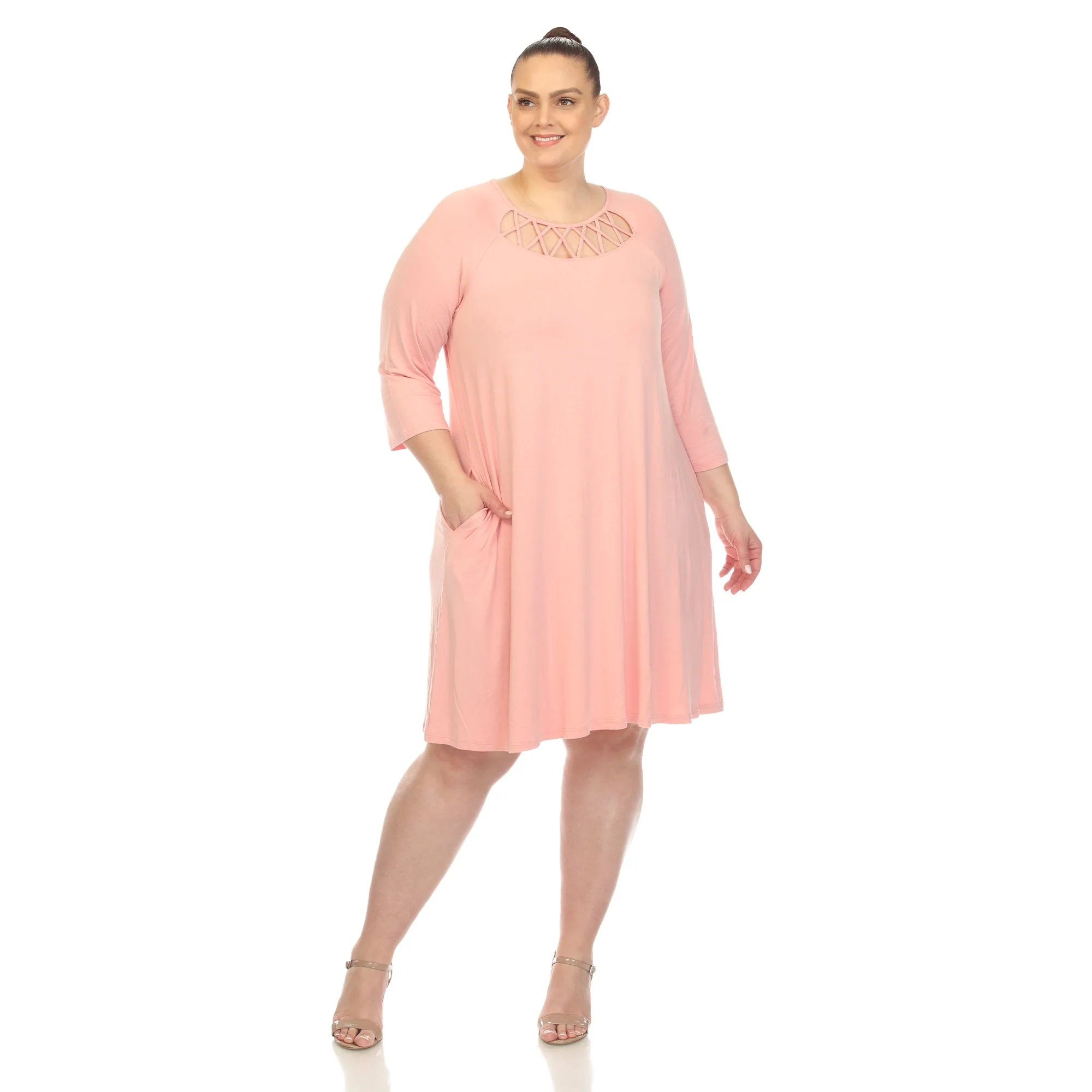Criss Cross Neckline Swing Midi Dress - Plus - Image 12