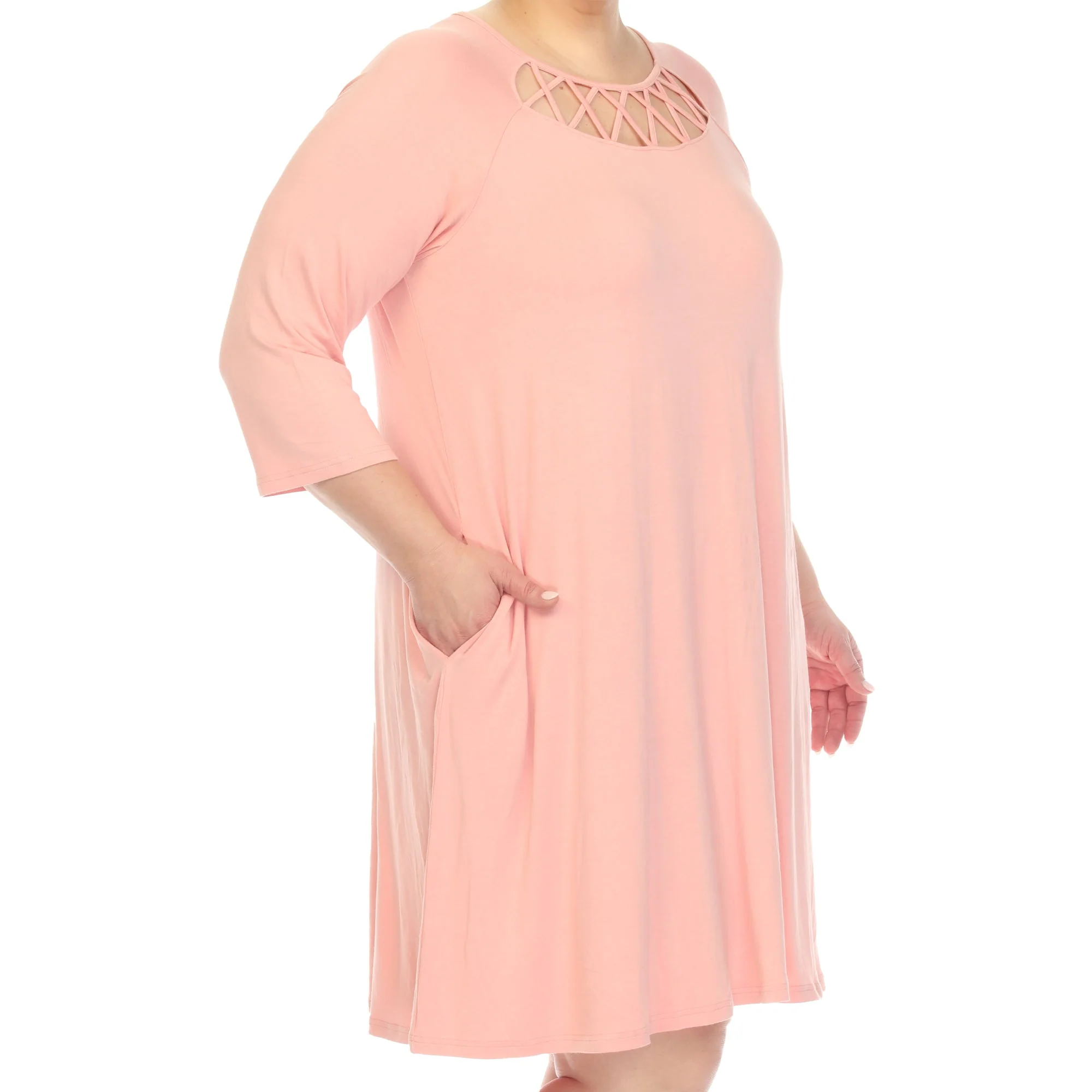 Criss Cross Neckline Swing Midi Dress - Plus - Image 15