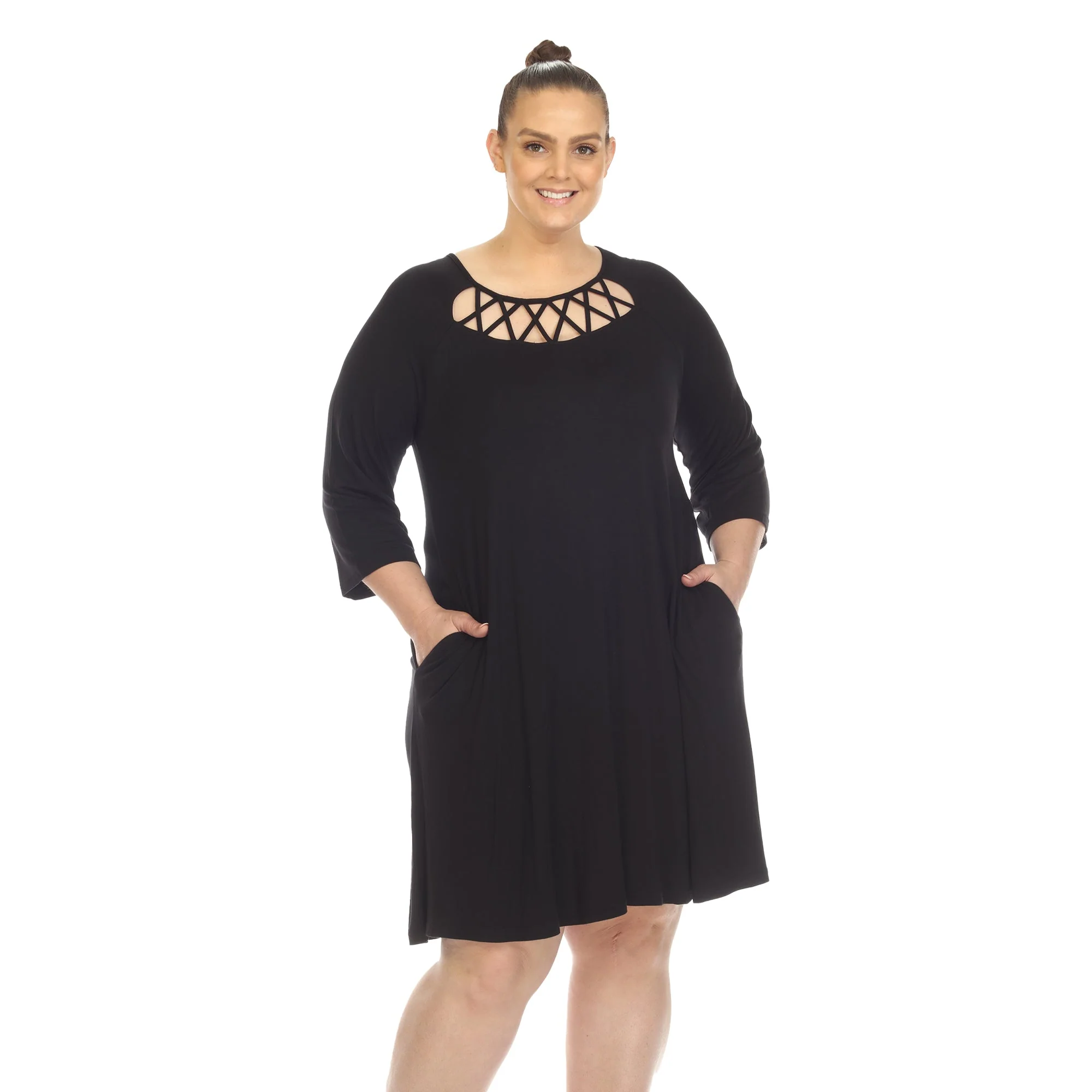 Criss Cross Neckline Swing Midi Dress - Plus - Image 16