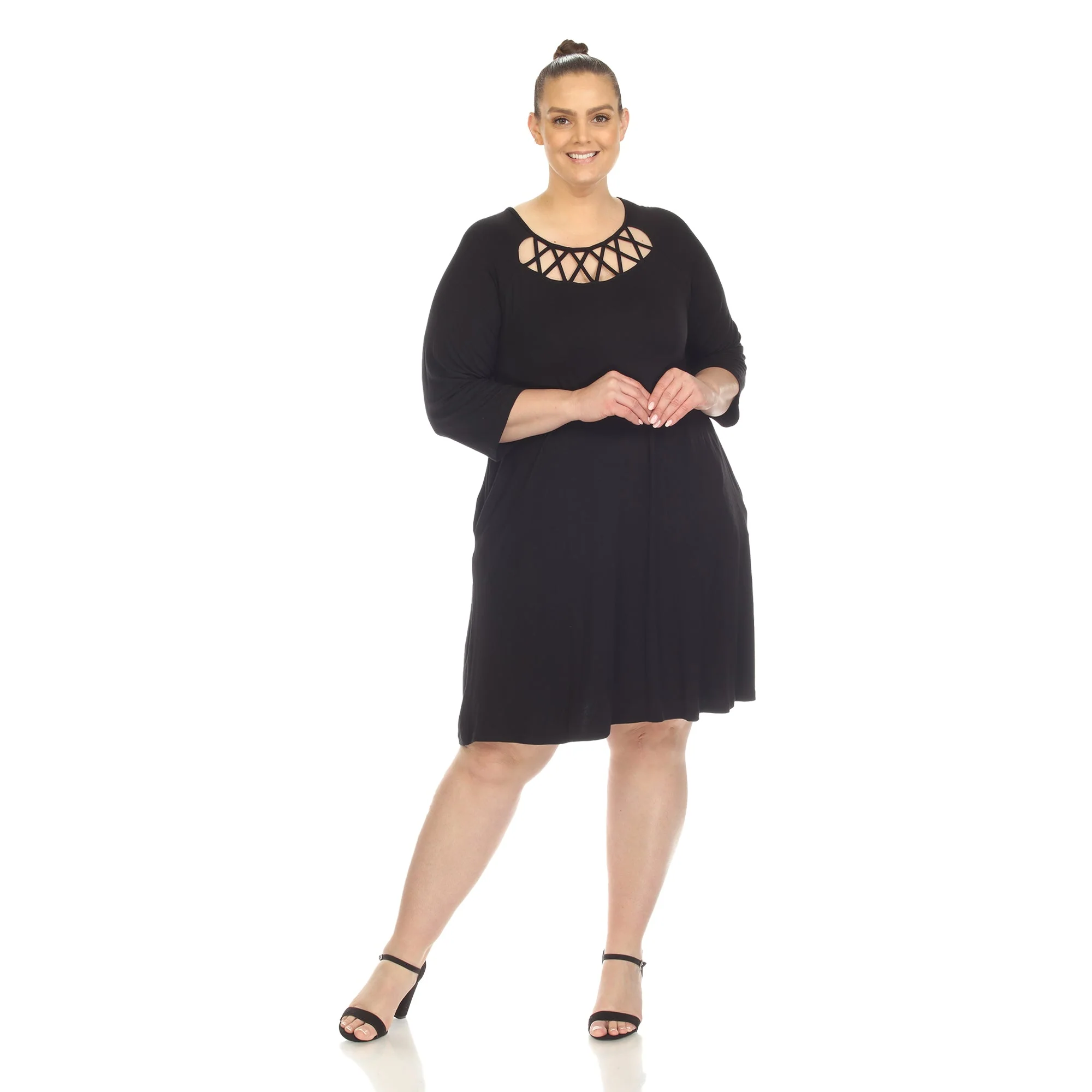 Criss Cross Neckline Swing Midi Dress - Plus - Image 17