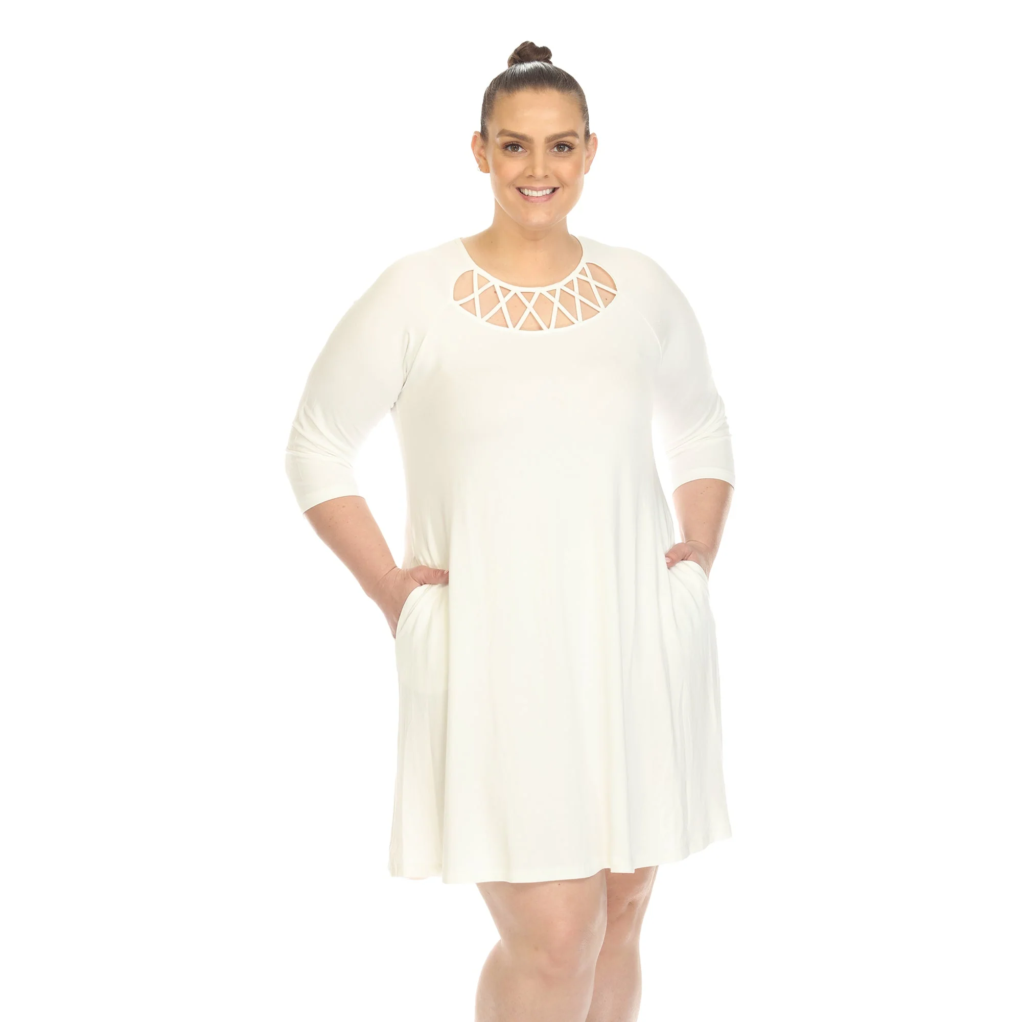Criss Cross Neckline Swing Midi Dress - Plus - Image 31