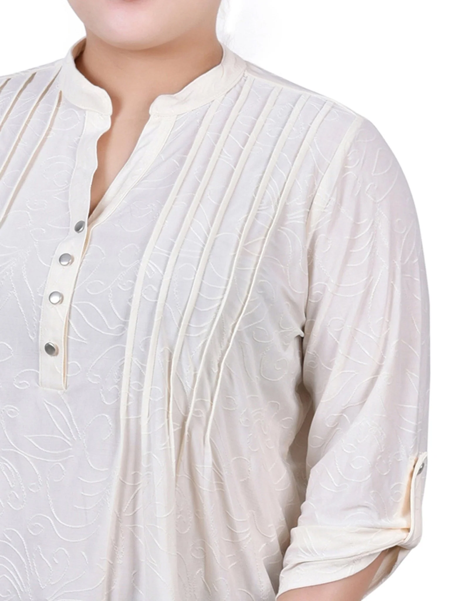 Egret 3/4 Roll Tab Pullover Top - Plus - Image 3